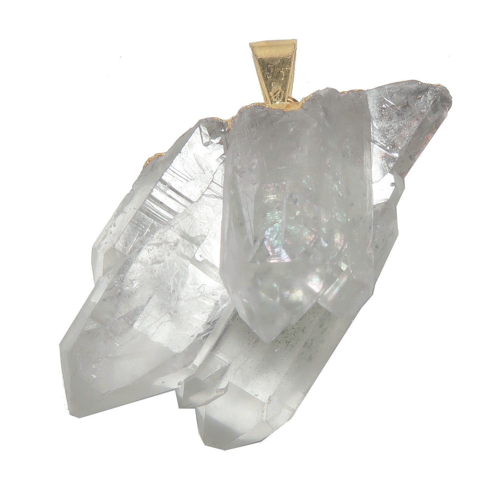 Clear Quartz Pendant Crystal Cluster Energy Gold