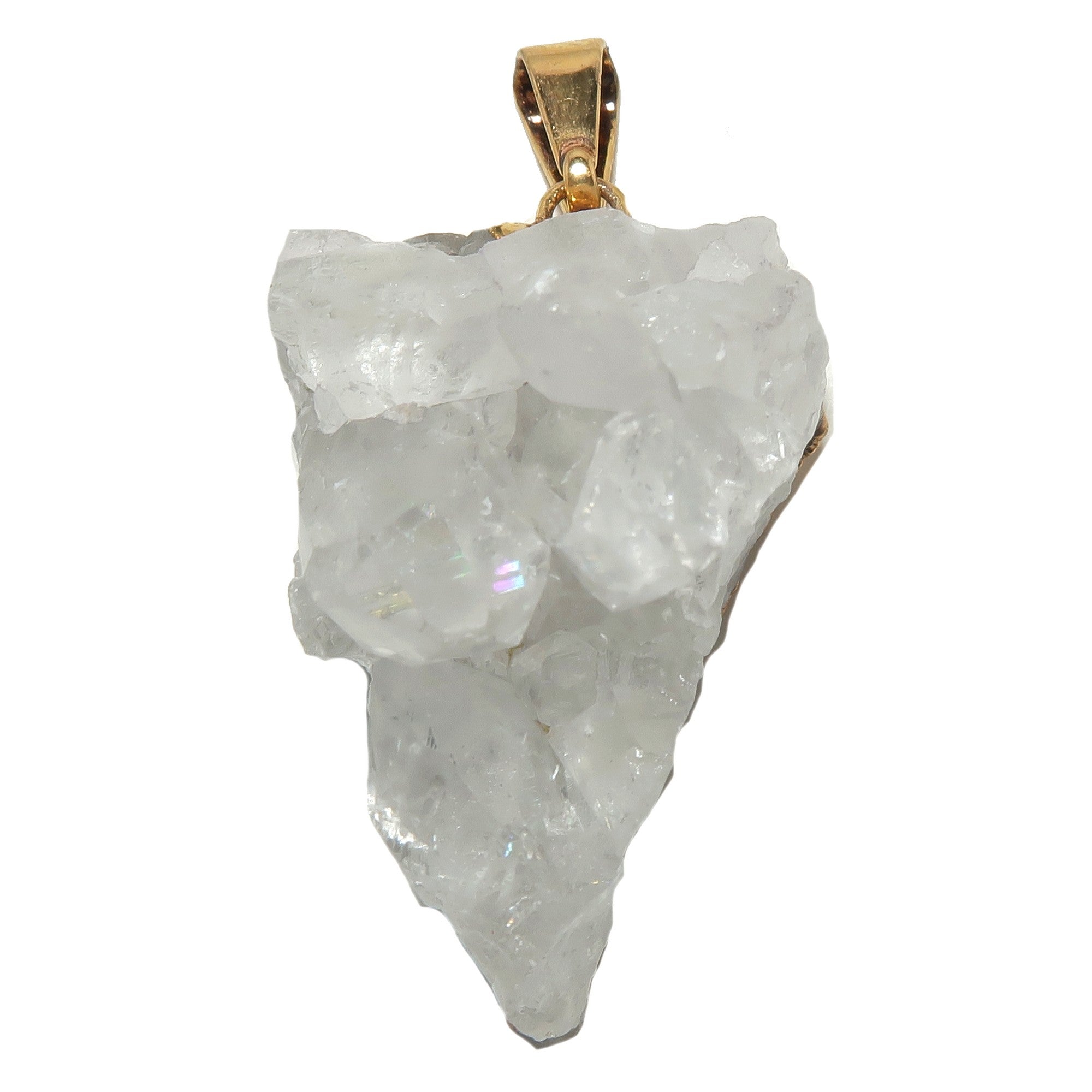 Clear Quartz Pendant Crystal Cluster Energy Gold