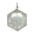 Pendentif en Quartz Clair Hexagonal Voyageur Temporel Argenté