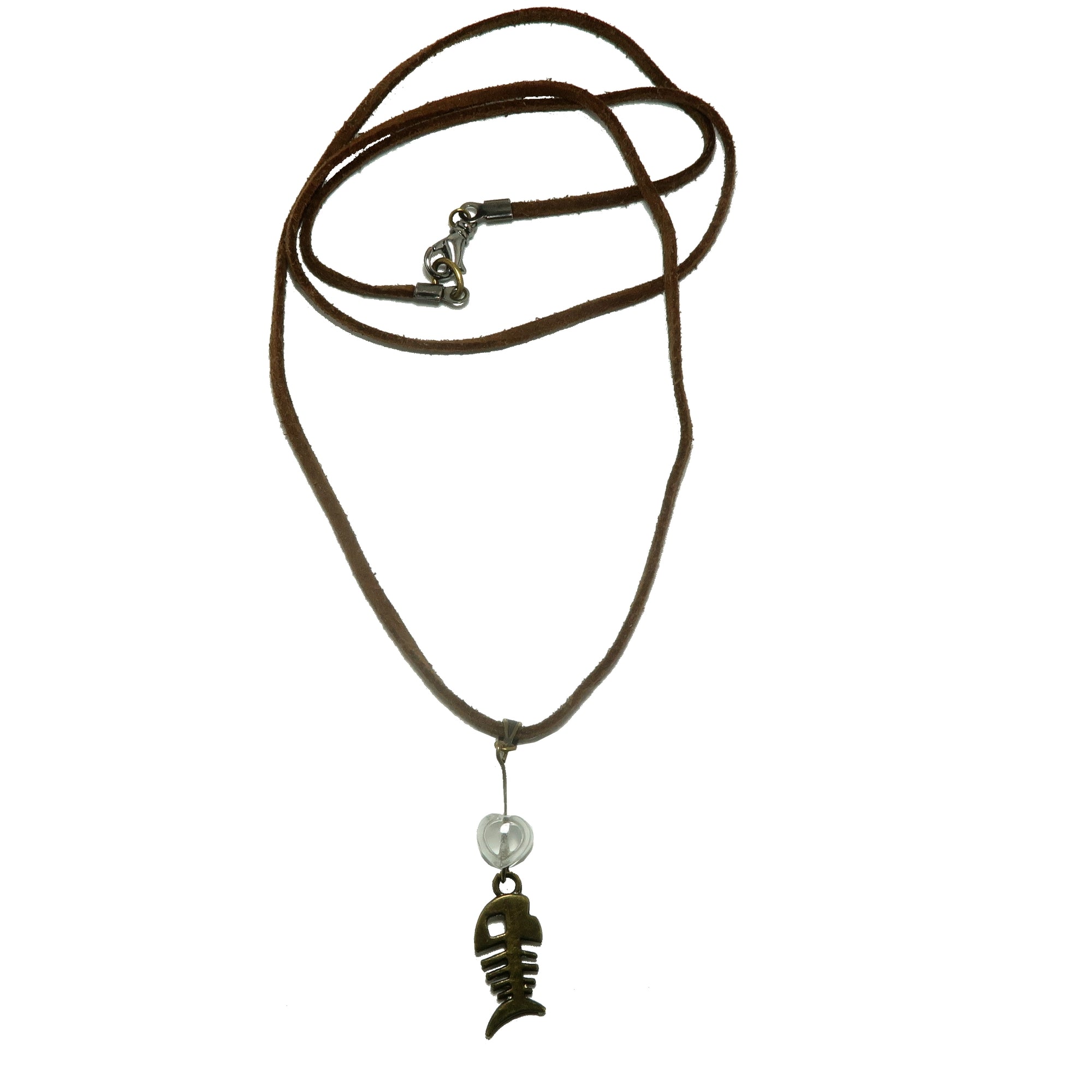 Collier en quartz clair, pendentif cœur en arête de poisson, gemme de créateur