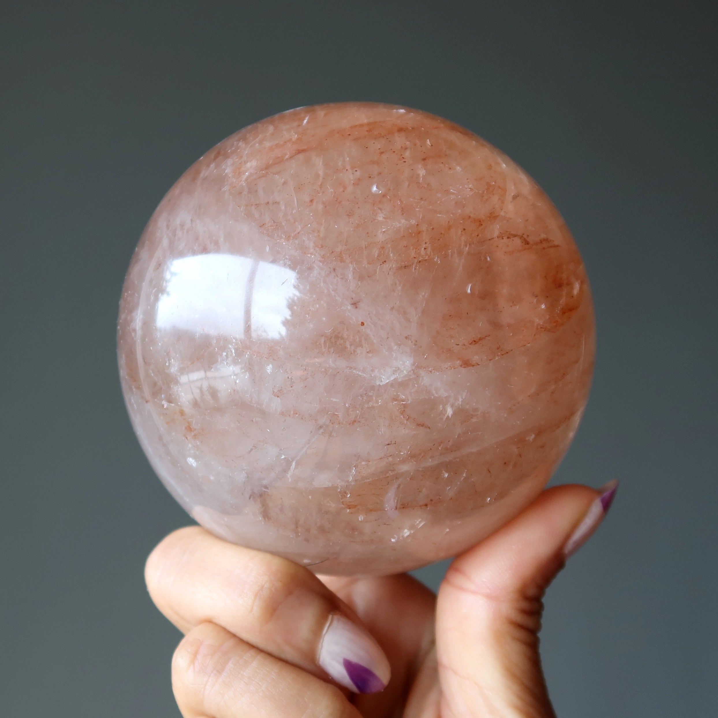 Red Fire Quartz Sphere Hematoid in Ice Crystal Ball