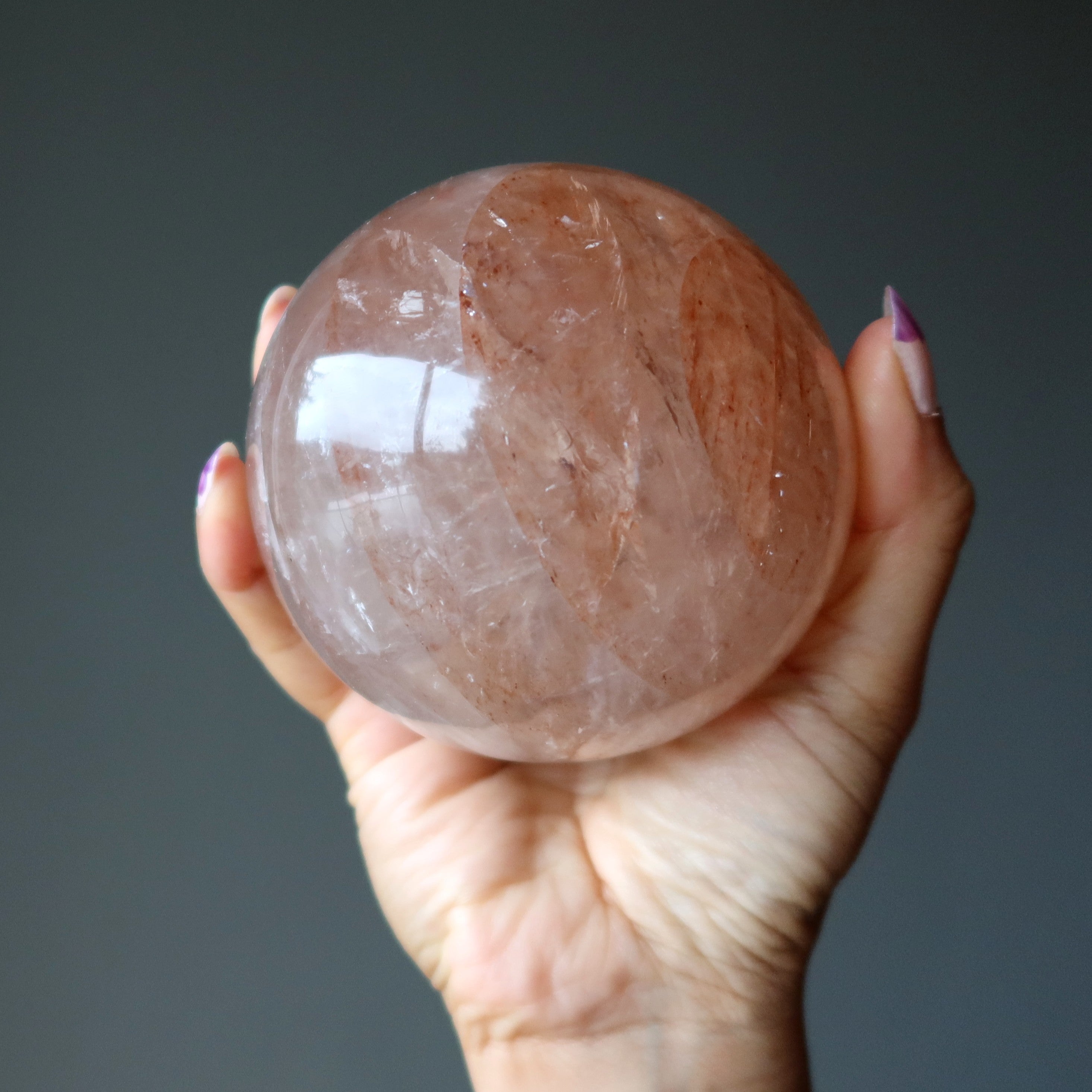 Red Fire Quartz Sphere Hematoid in Ice Crystal Ball