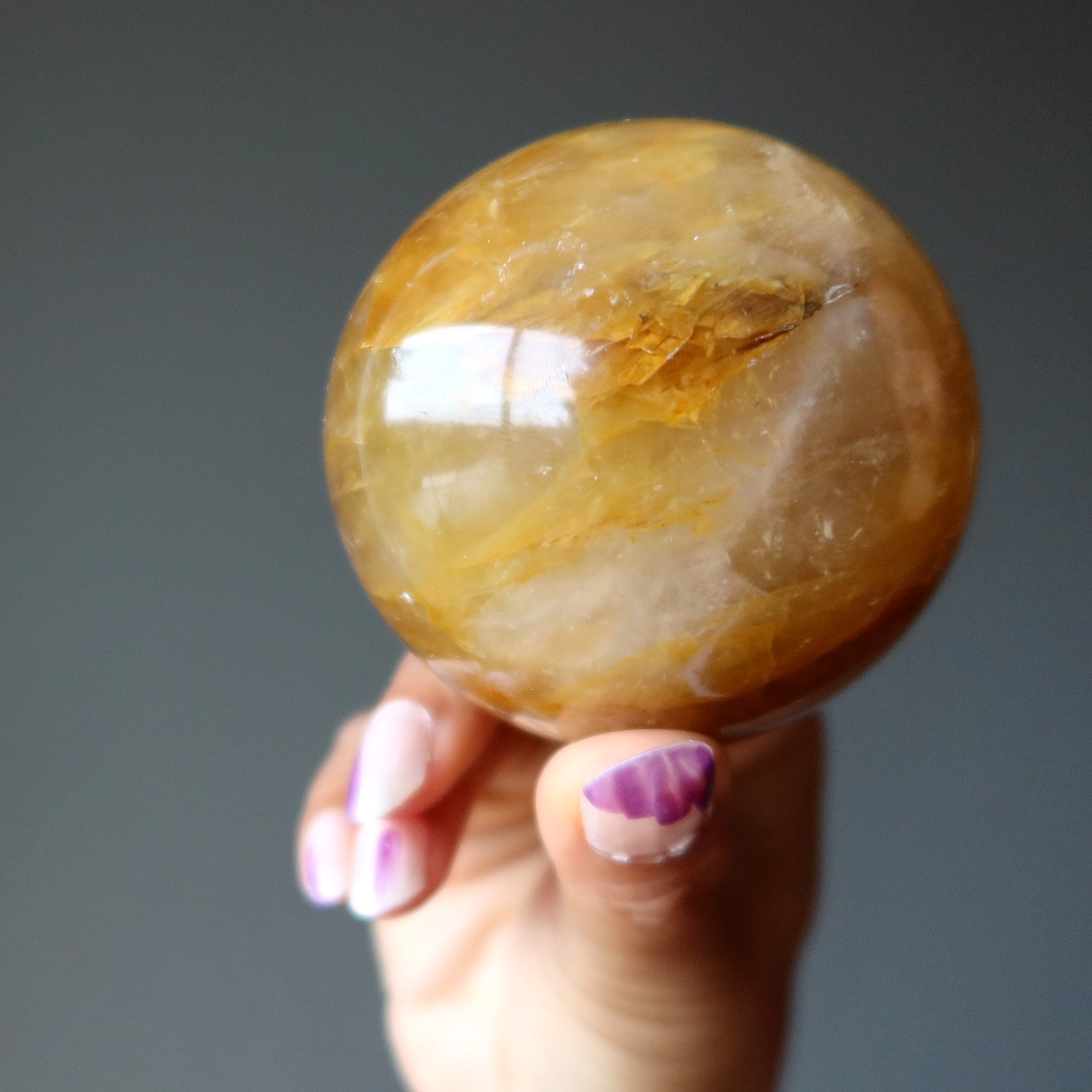 Goldheiler Quarz Hämatoid Kugel Kristallkugel