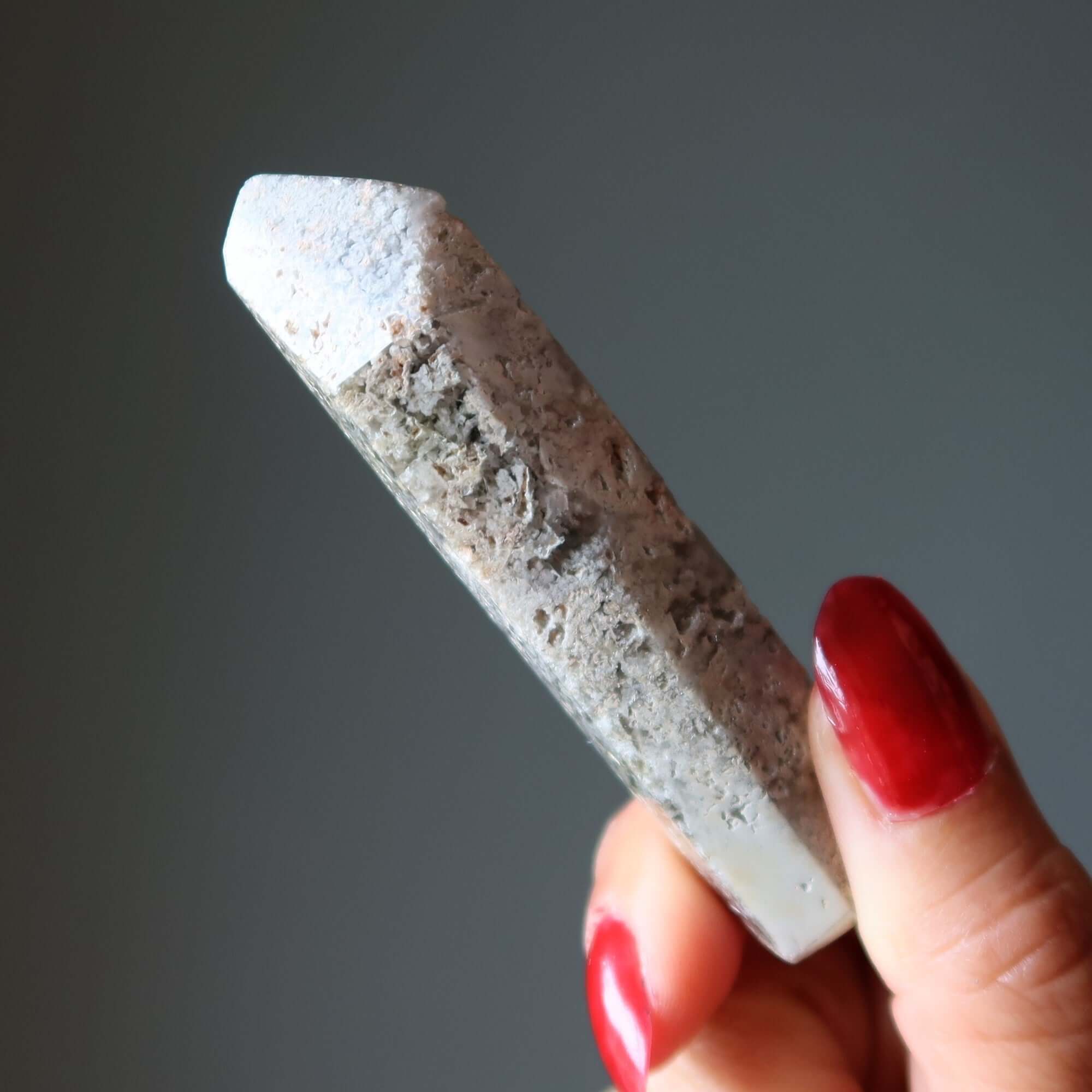Pointe de Baguette Tour en Quartz Lodolite Inclusion Nuageuse