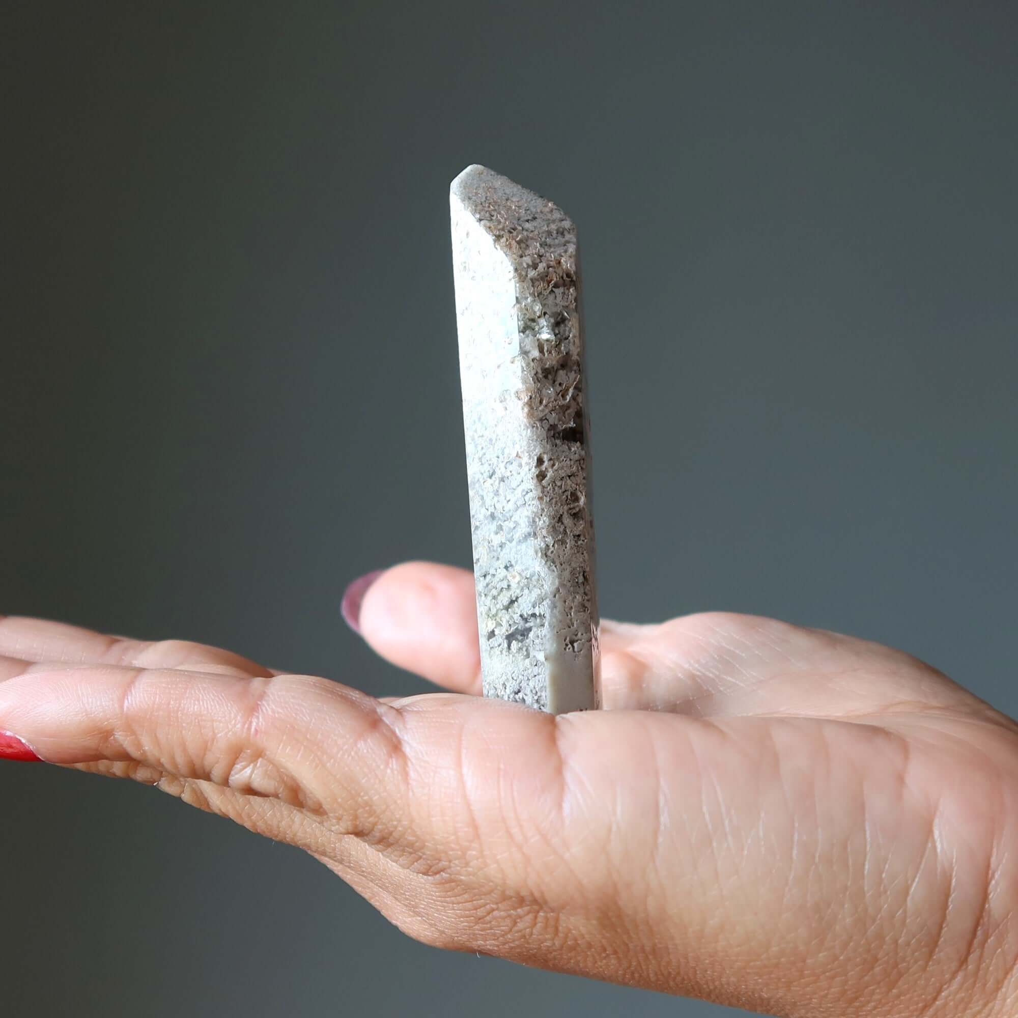 Pointe de Baguette Tour en Quartz Lodolite Inclusion Nuageuse
