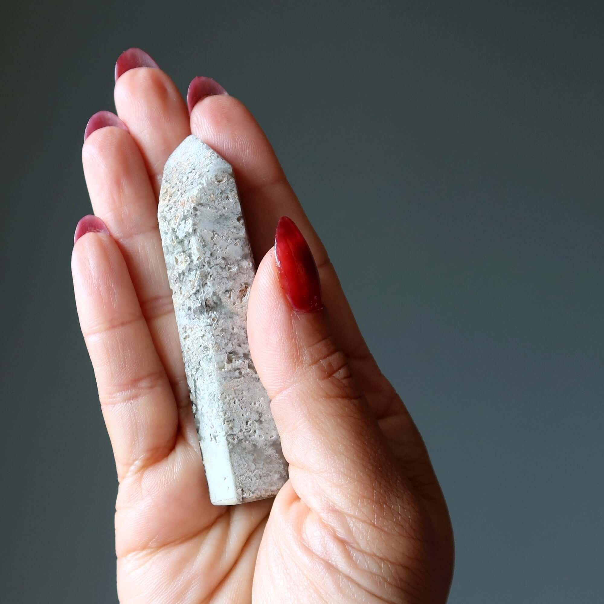 Pointe de Baguette Tour en Quartz Lodolite Inclusion Nuageuse