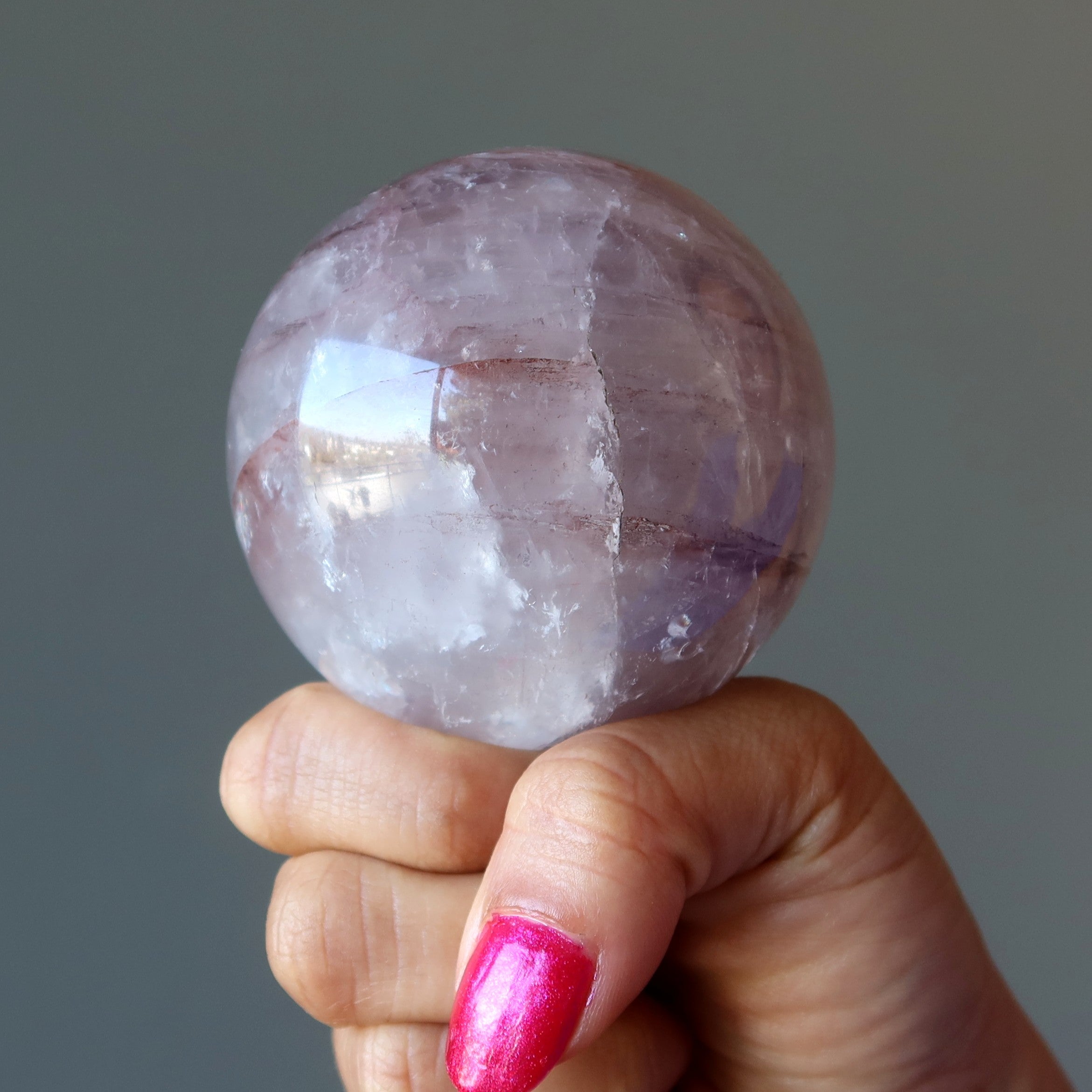 Amethystkugel Lavendel-Hämatoid-Quarzkristallkugel