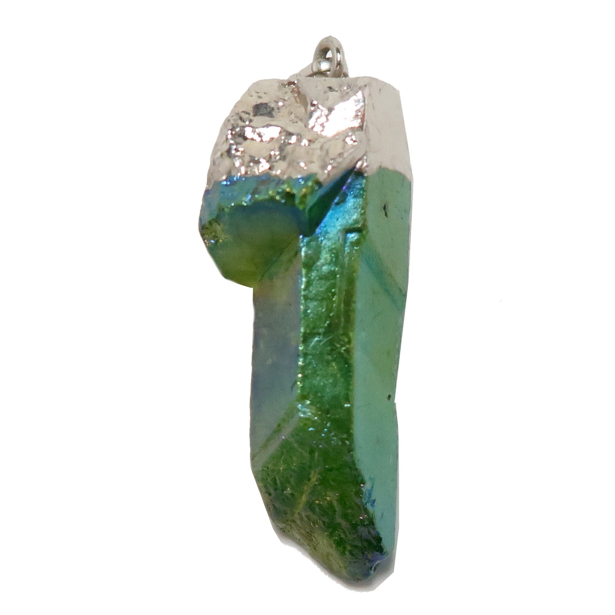 Pendentif Quartz Aura Licorne Magique Violet ou Vert