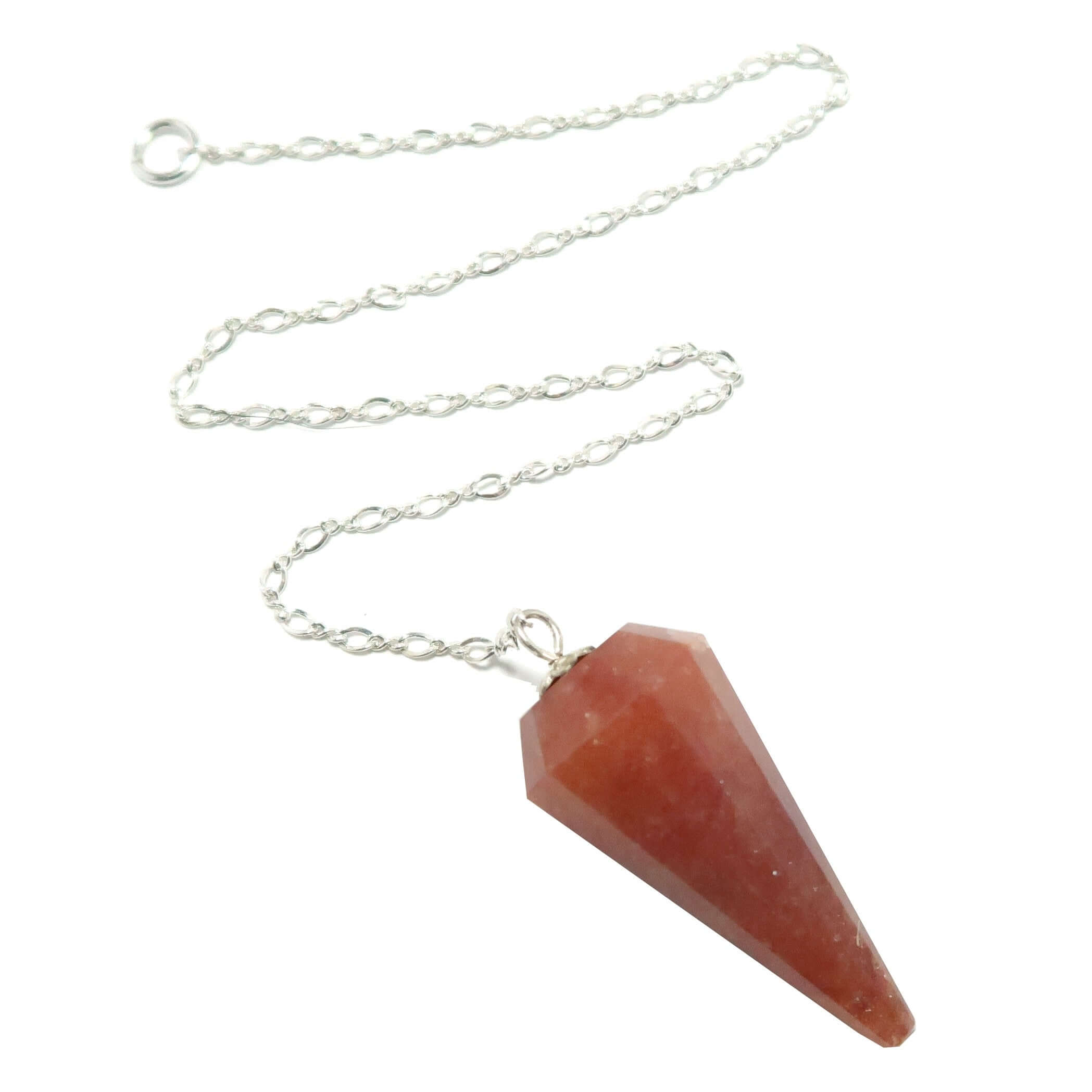 Pendentif en quartz de feu rouge guide la voie en argent sterling