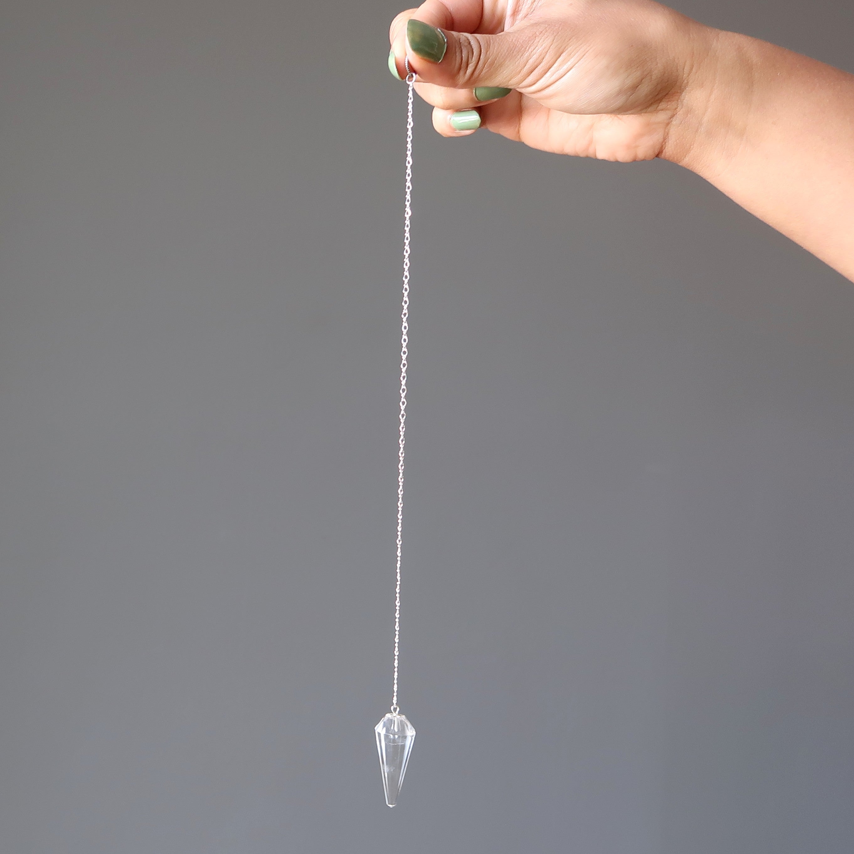 Pendentif en quartz clair, cristal de divination, radiesthésie, argent sterling