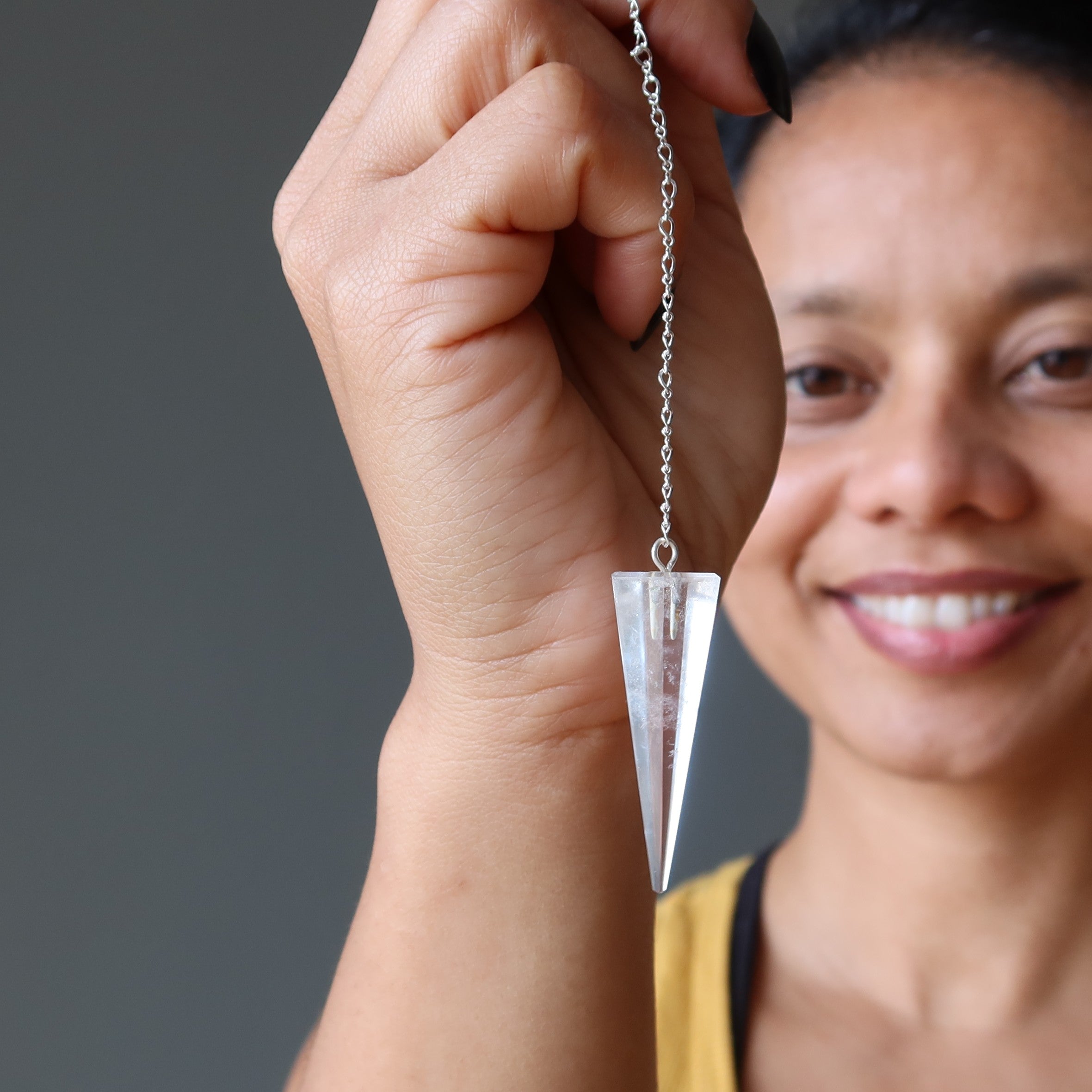 Clear Quartz Pendulum Crystal Sterling Silver