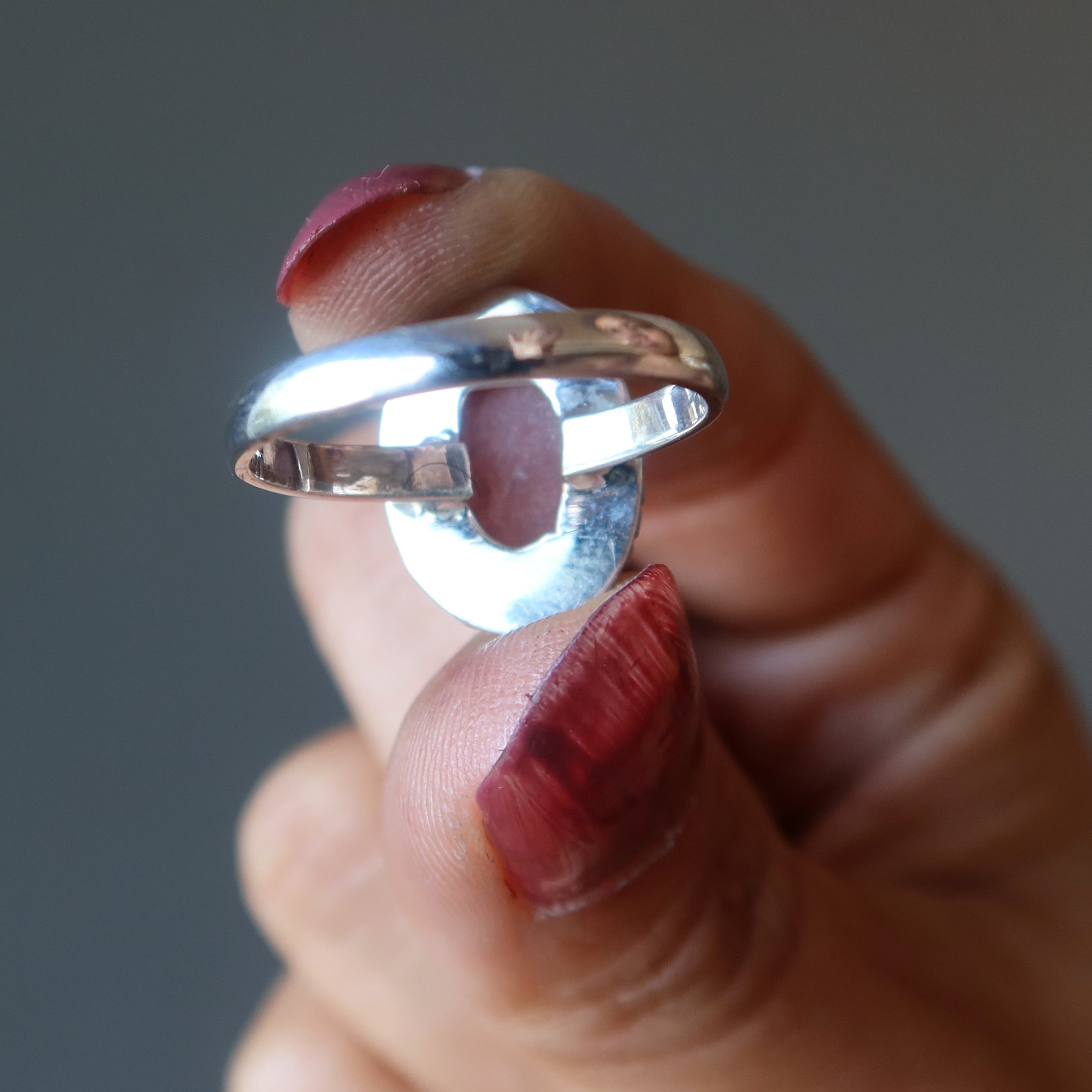 Pink Fire Quartz Ring Lover Sterling Silver Size 8.5