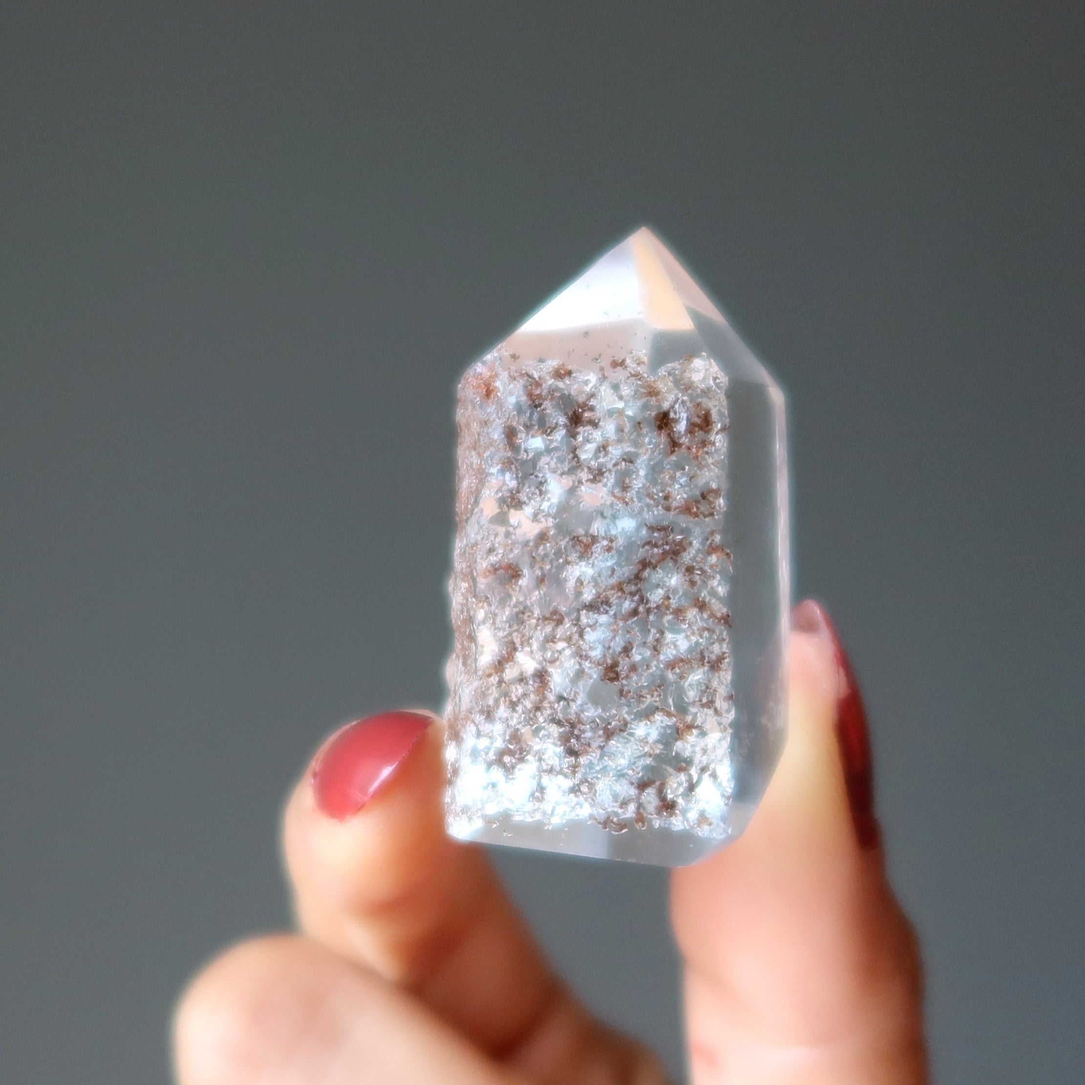 Phantom Quartz Point Wand Nature's Red Magic Clear Crystal