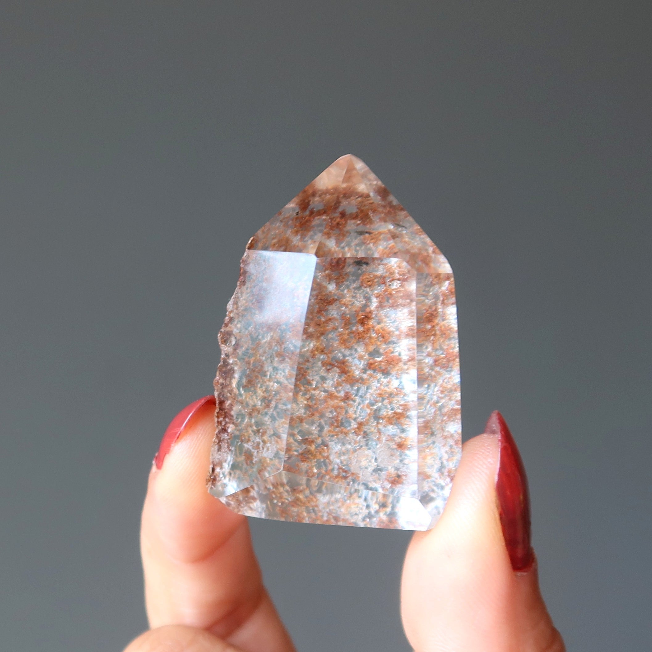 Phantom Quartz Point Wand Nature's Red Magic Clear Crystal
