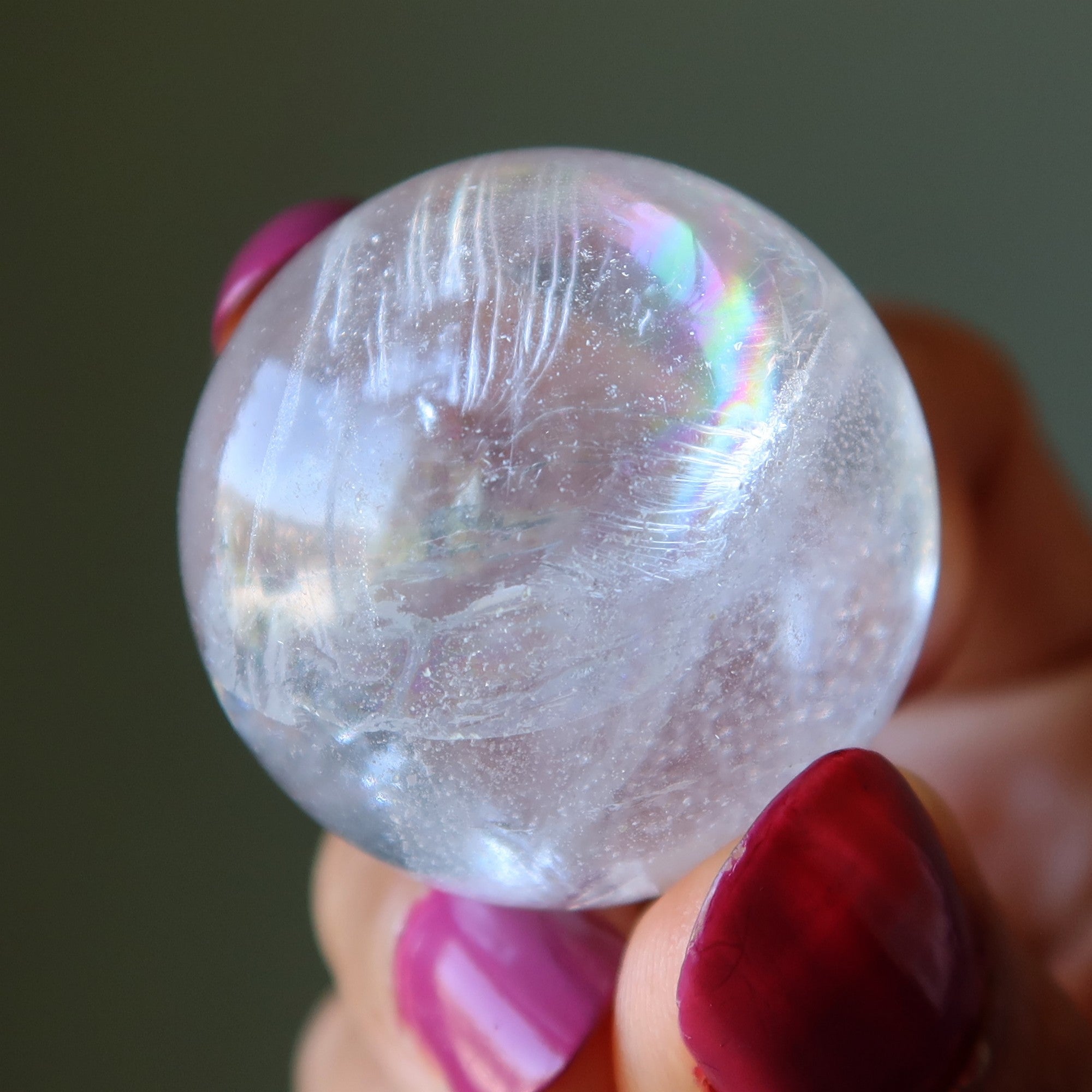 Clear Quartz Sphere Fantastic Rainbow Gazing Crystal Ball