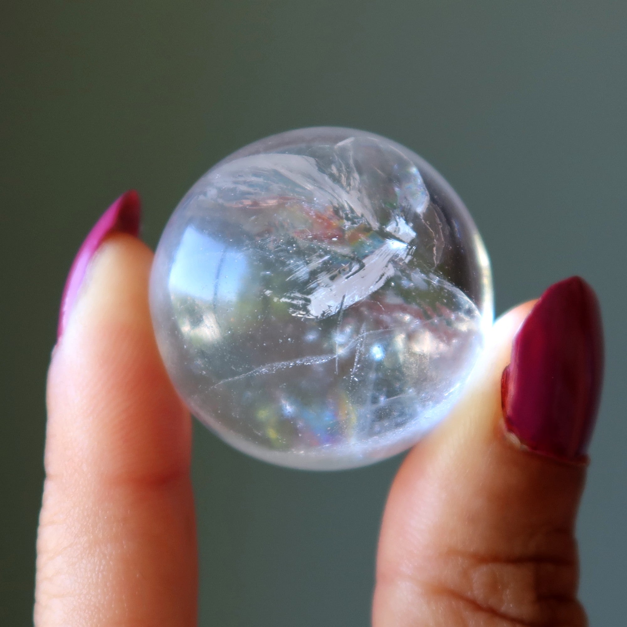 Clear Quartz Sphere Fantastic Rainbow Gazing Crystal Ball