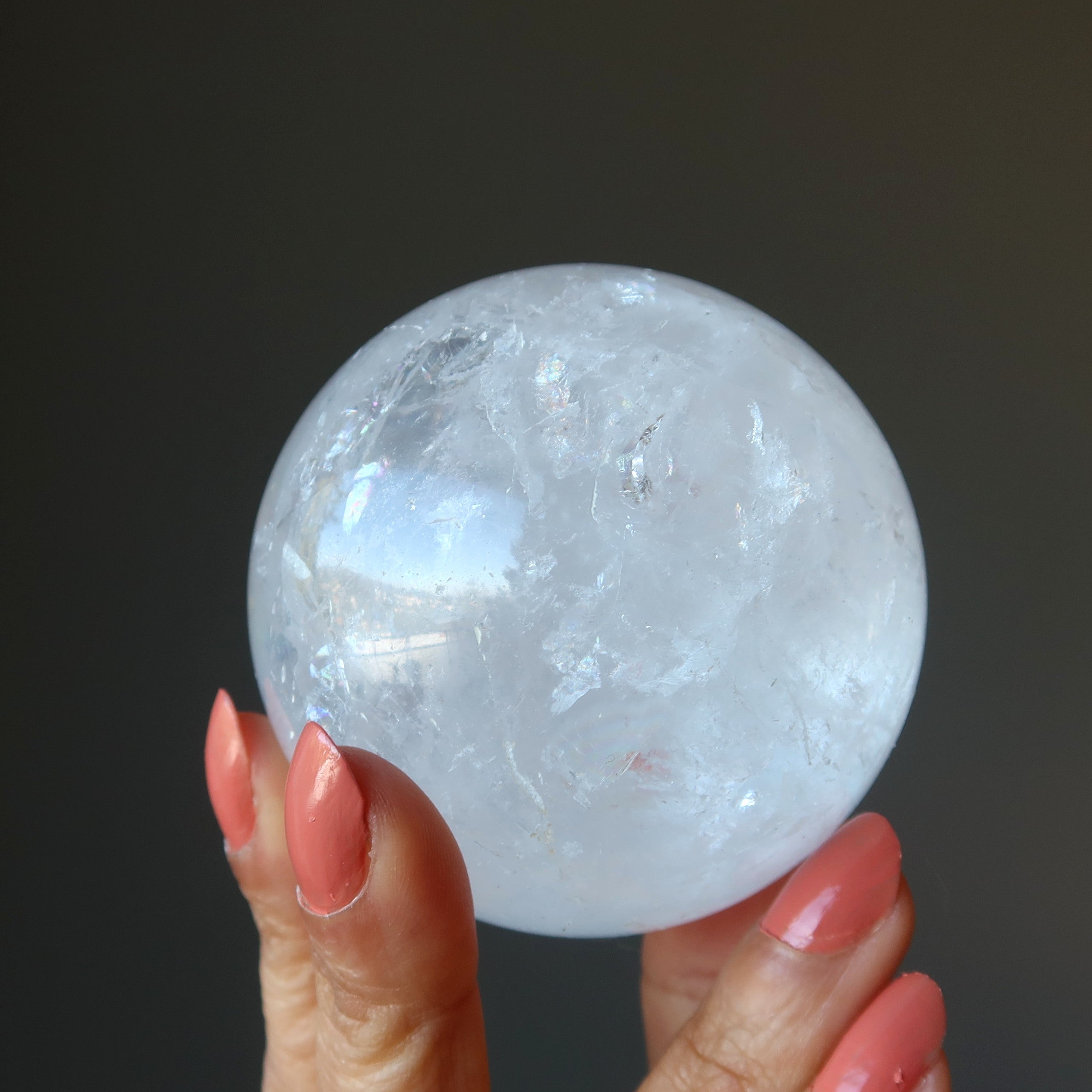 Clear Quartz Sphere Fantastic Rainbow Gazing Crystal Ball