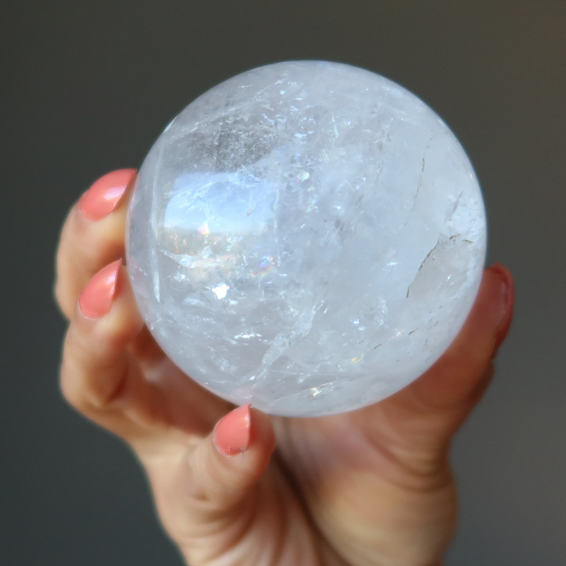 Clear Quartz Sphere Fantastic Rainbow Gazing Crystal Ball