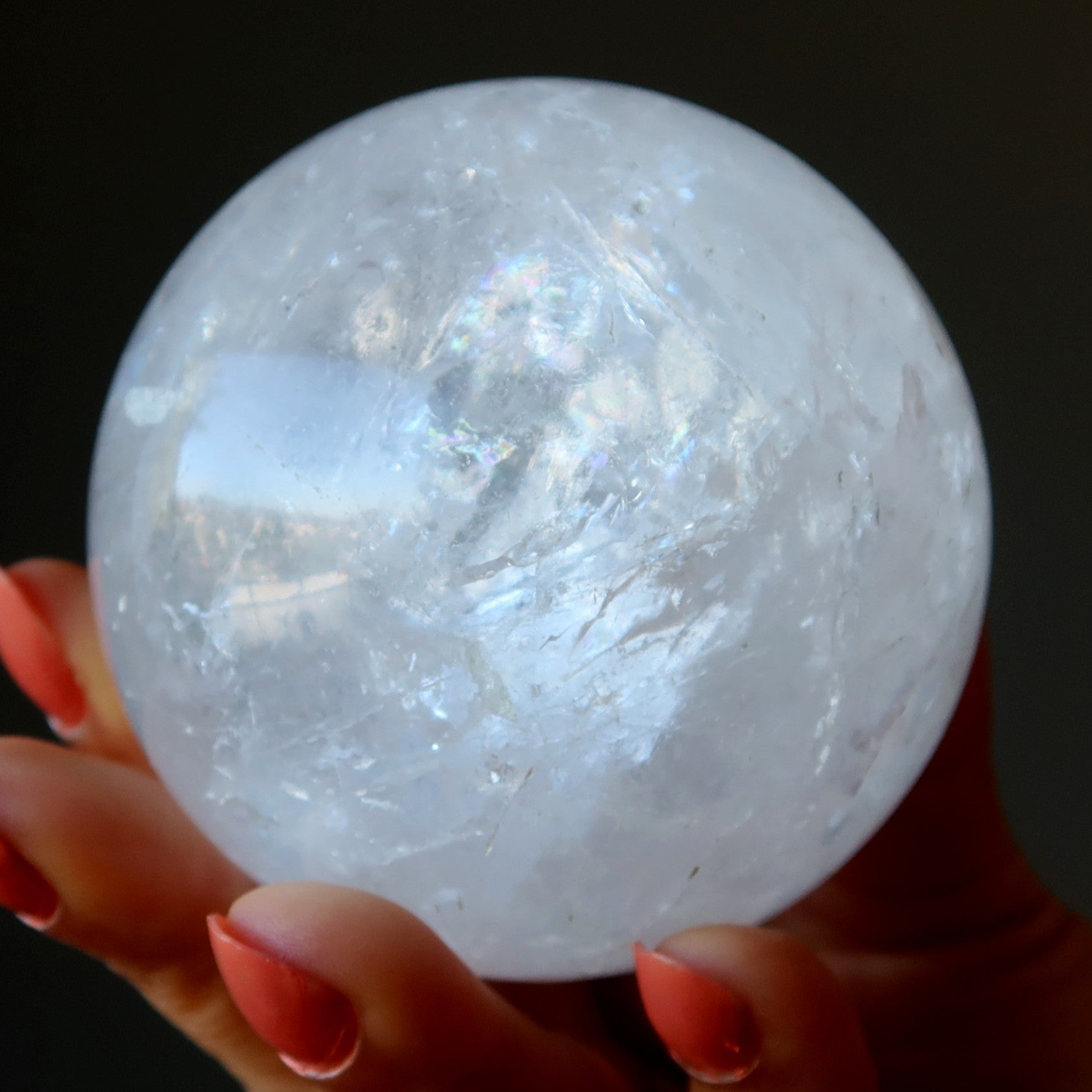 Clear Quartz Sphere Fantastic Rainbow Gazing Crystal Ball