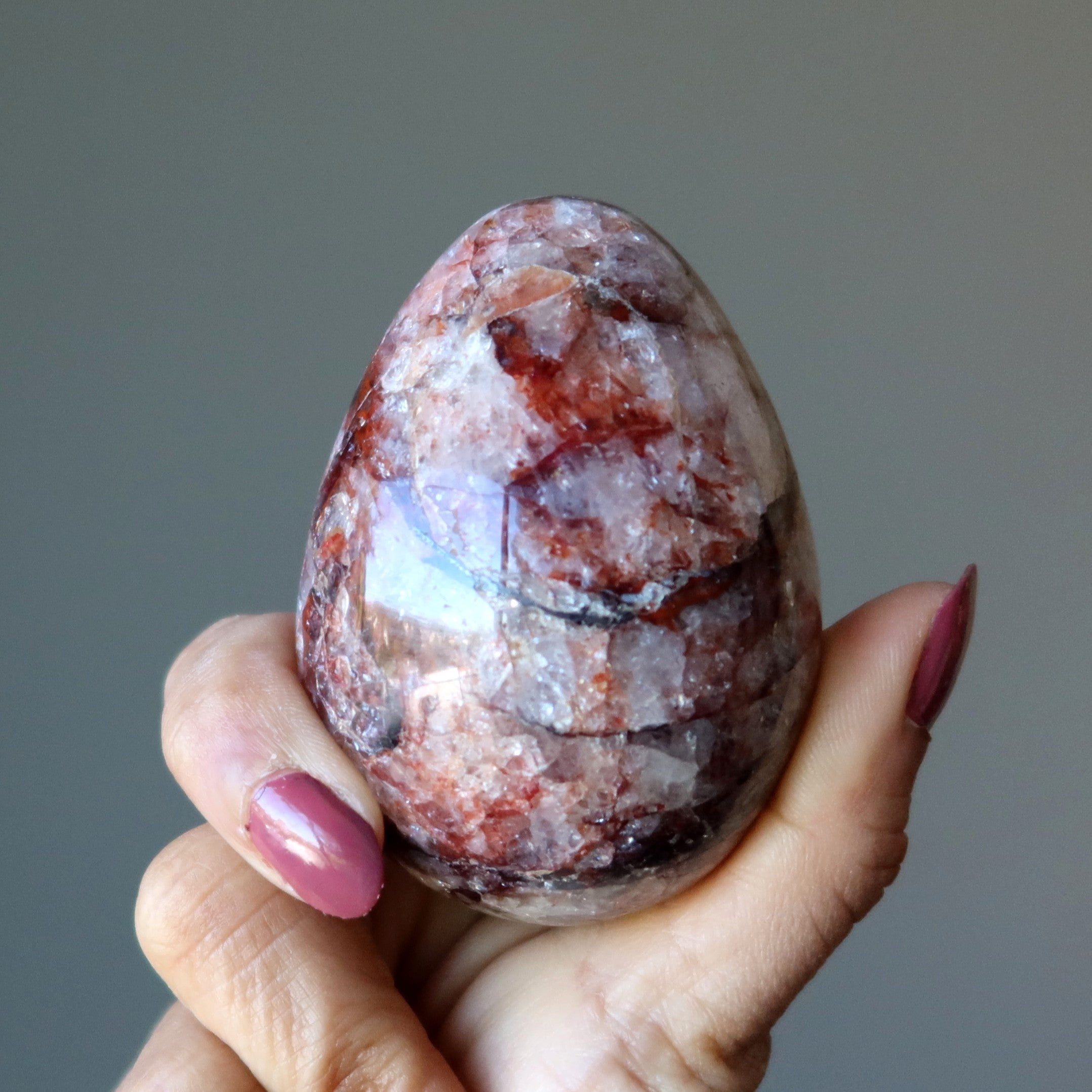 Red Fire Quartz Egg Hot Sun Manifestation Energy Crystal