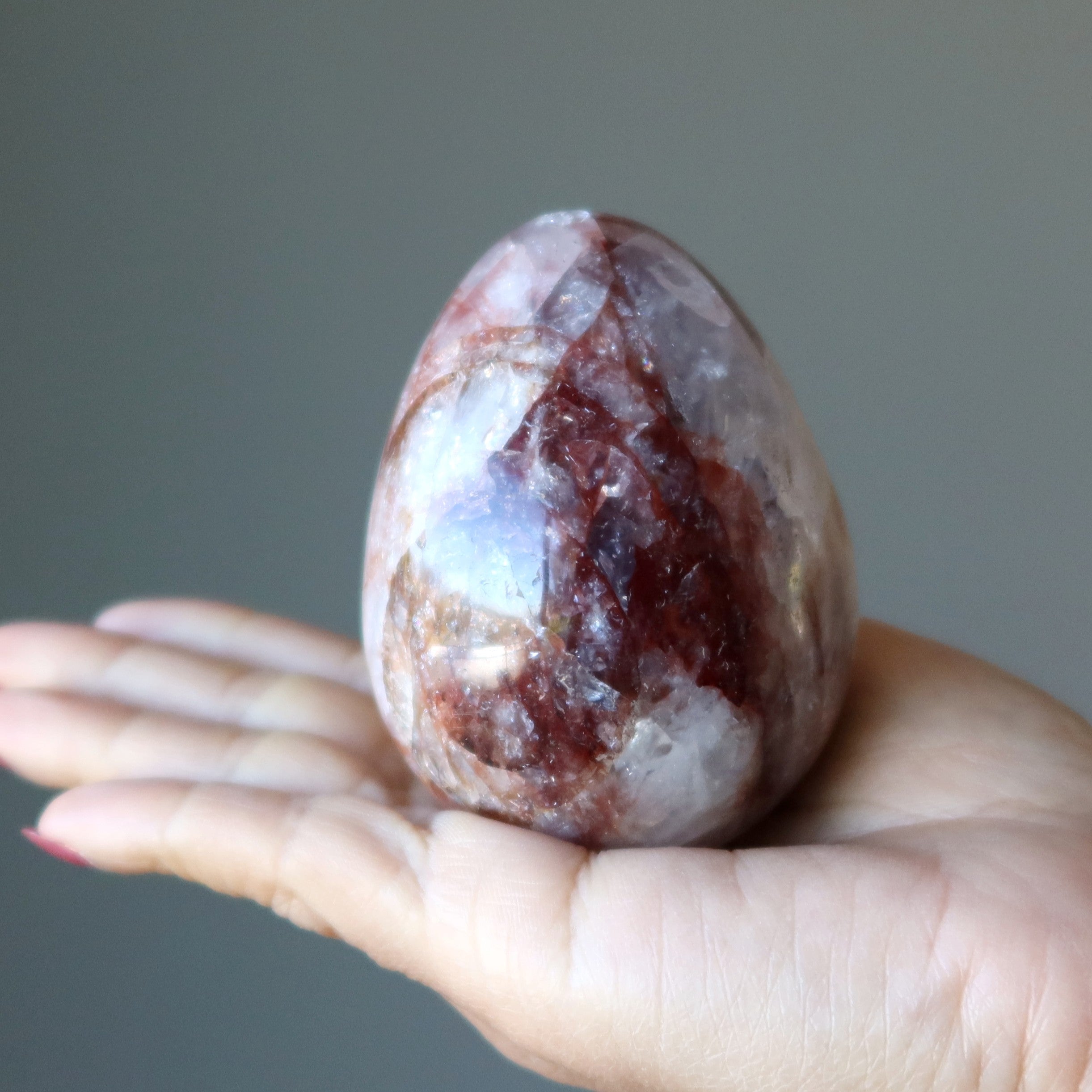 Red Fire Quartz Egg Hot Sun Manifestation Energy Crystal
