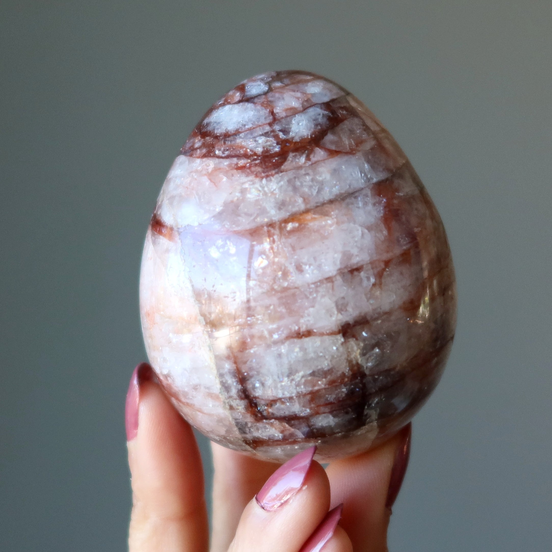 Red Fire Quartz Egg Hot Sun Manifestation Energy Crystal