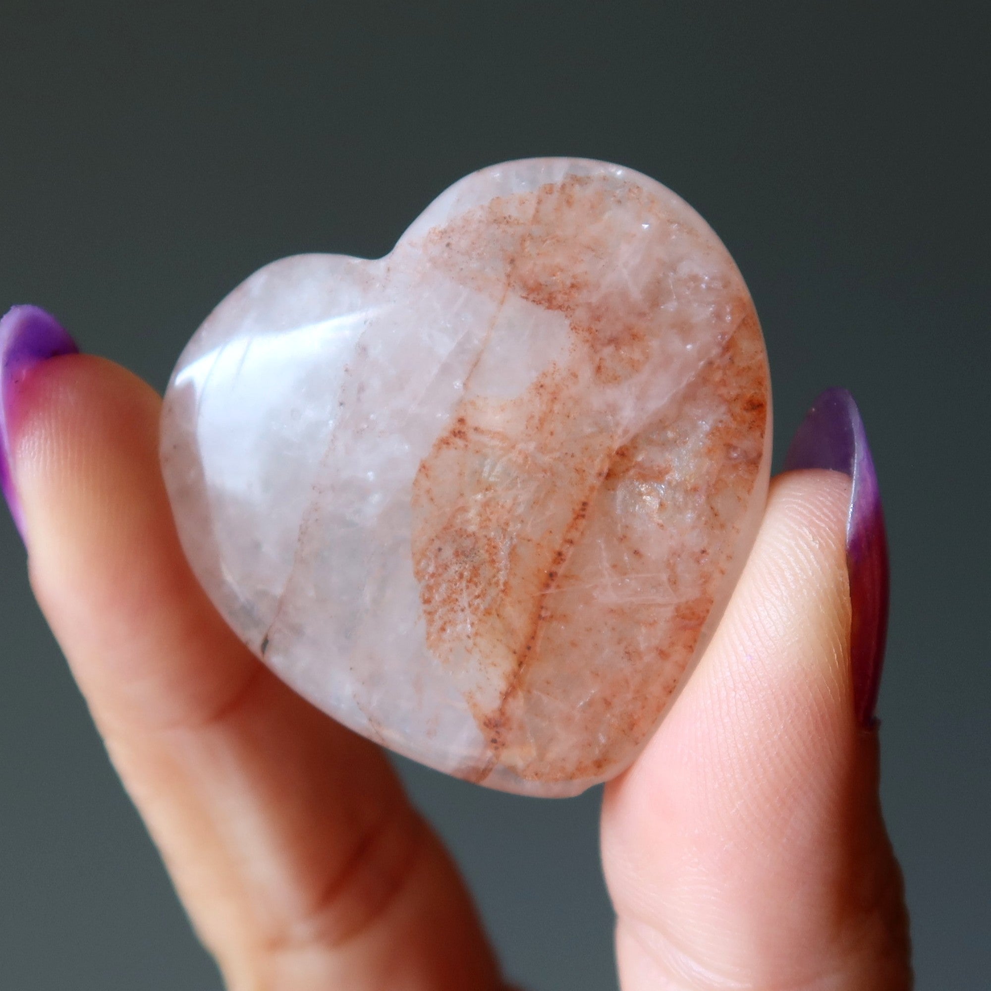 Red Fire Quartz Heart Zesty Passion Drilled Stone