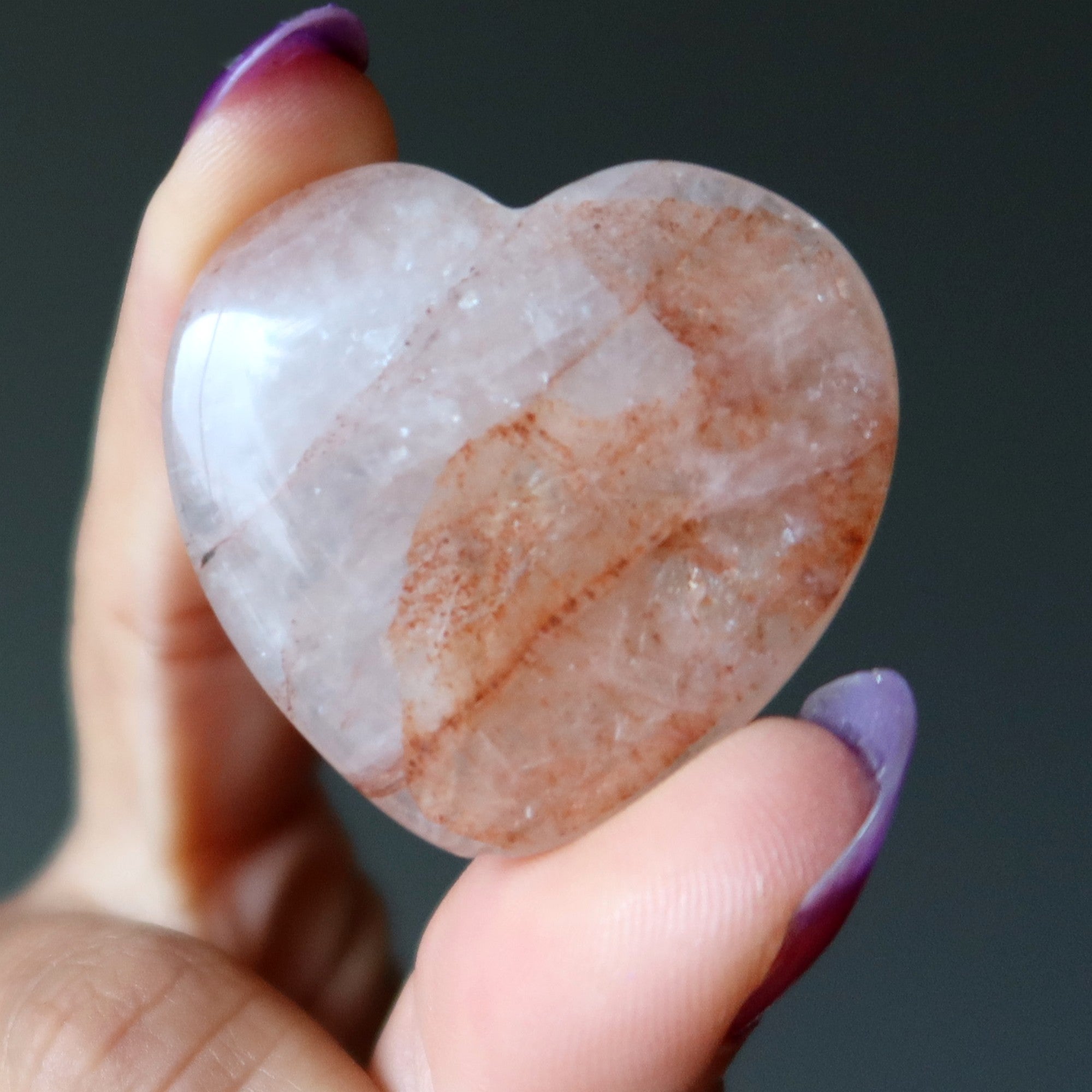 Red Fire Quartz Heart Zesty Passion Drilled Stone