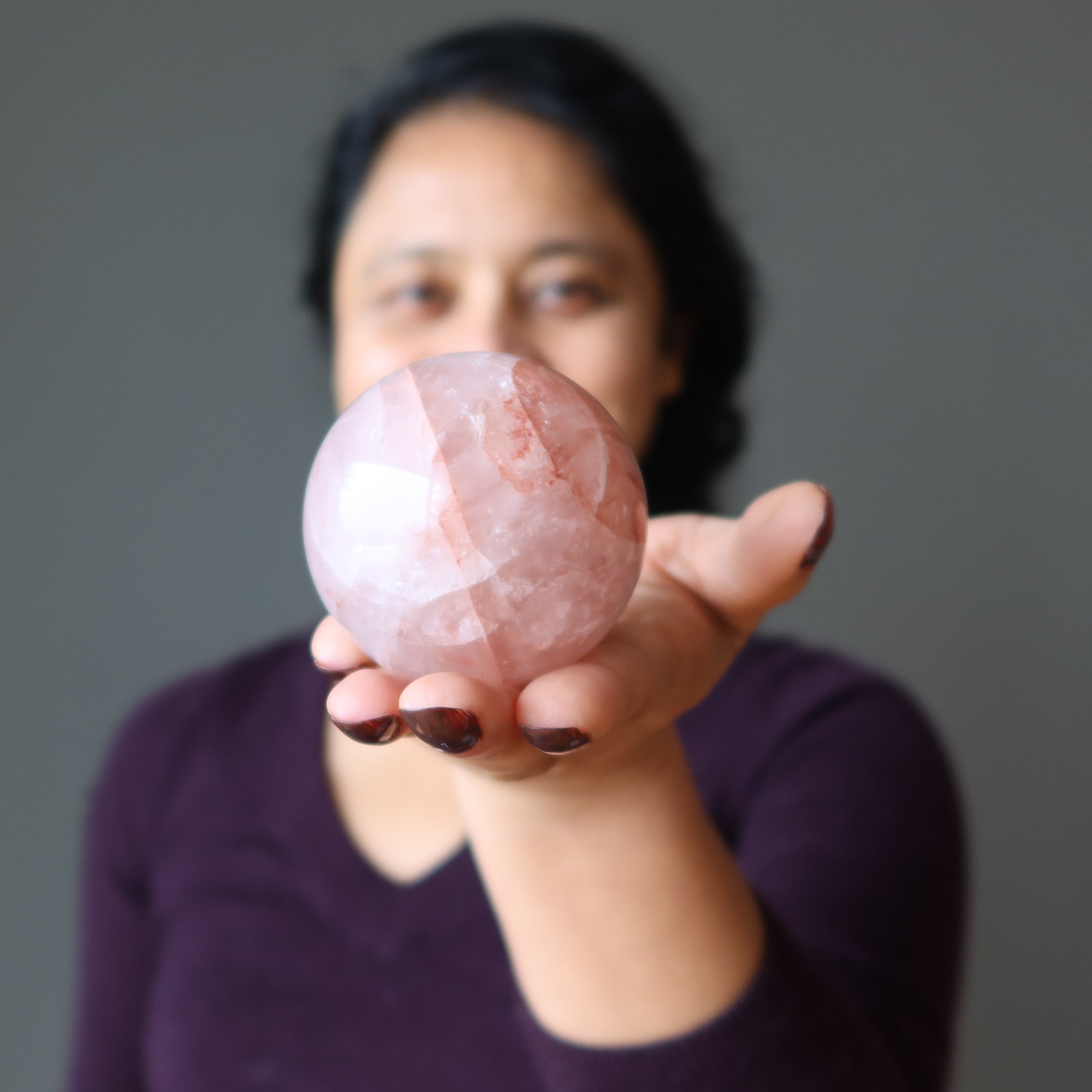 Red Fire Quartz Sphere Hematoid in Ice Crystal Ball