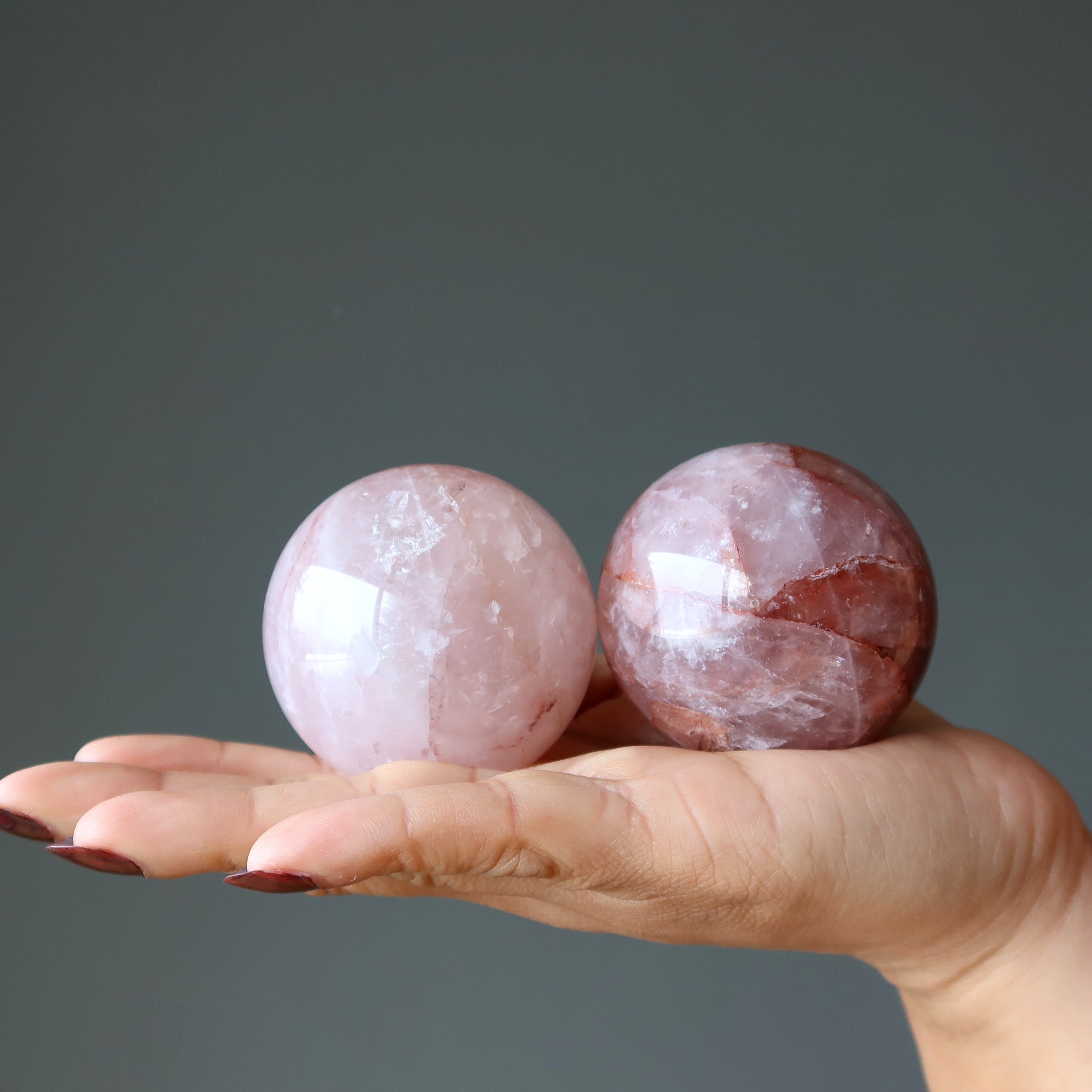 Red Fire Quartz Sphere Hematoid in Ice Crystal Ball