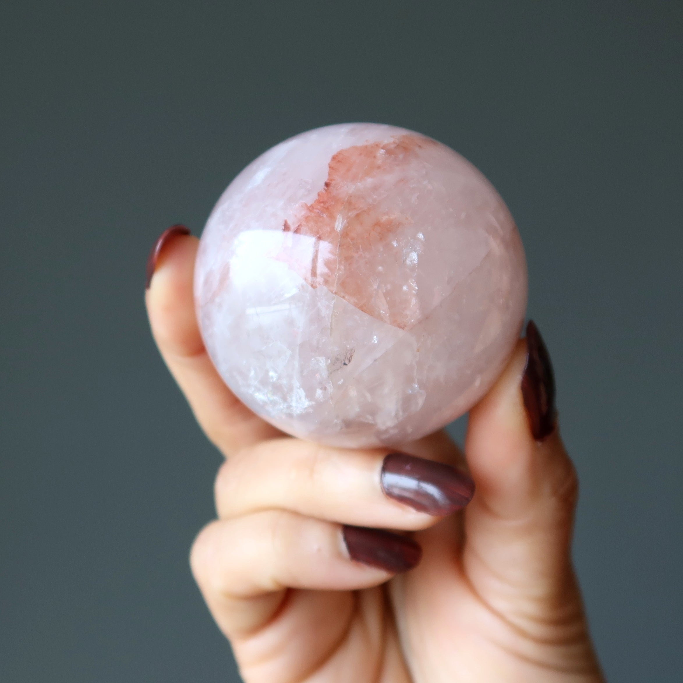 Red Fire Quartz Sphere Hematoid in Ice Crystal Ball