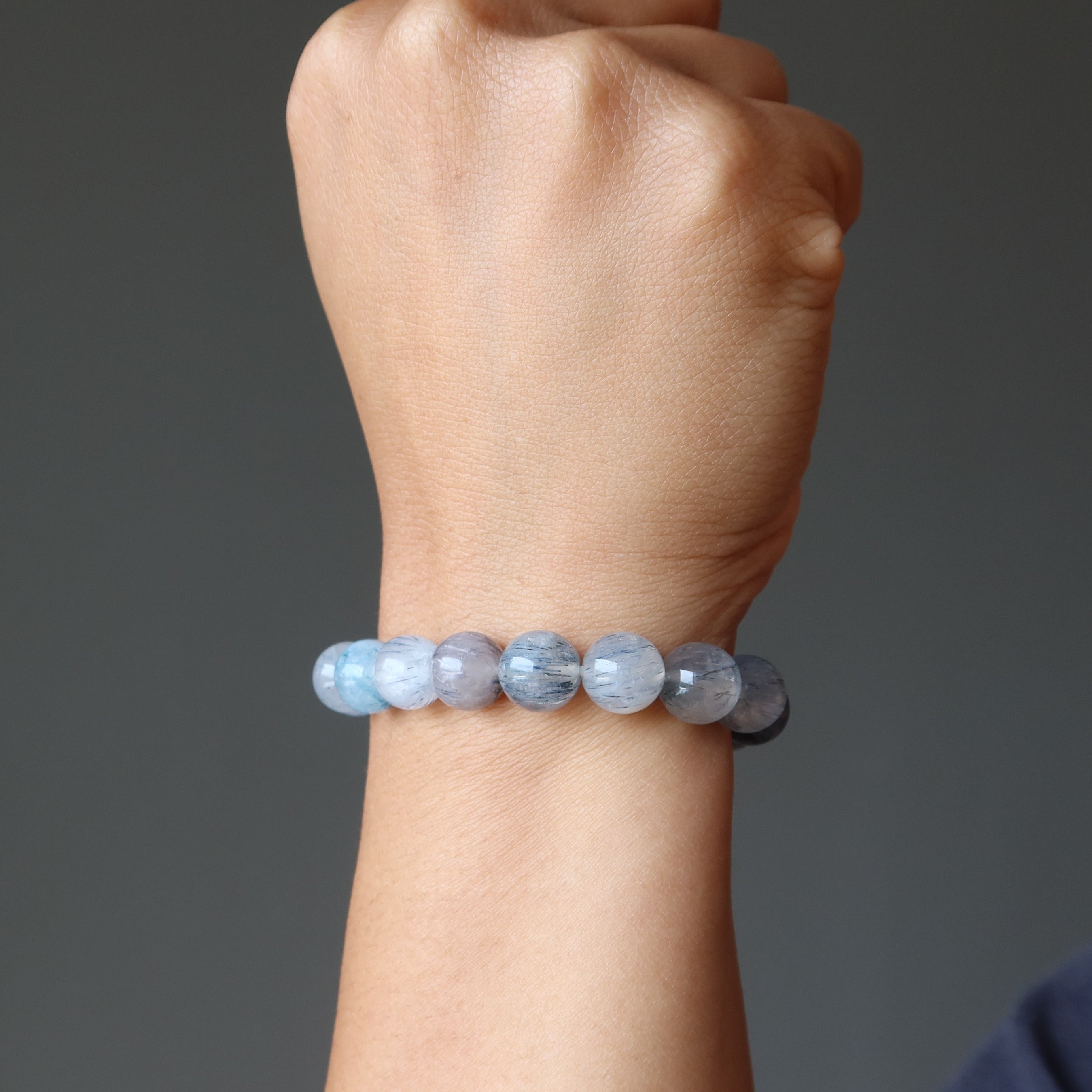 Rutilated Quartz Bracelet Blue Bravery Rare Gems