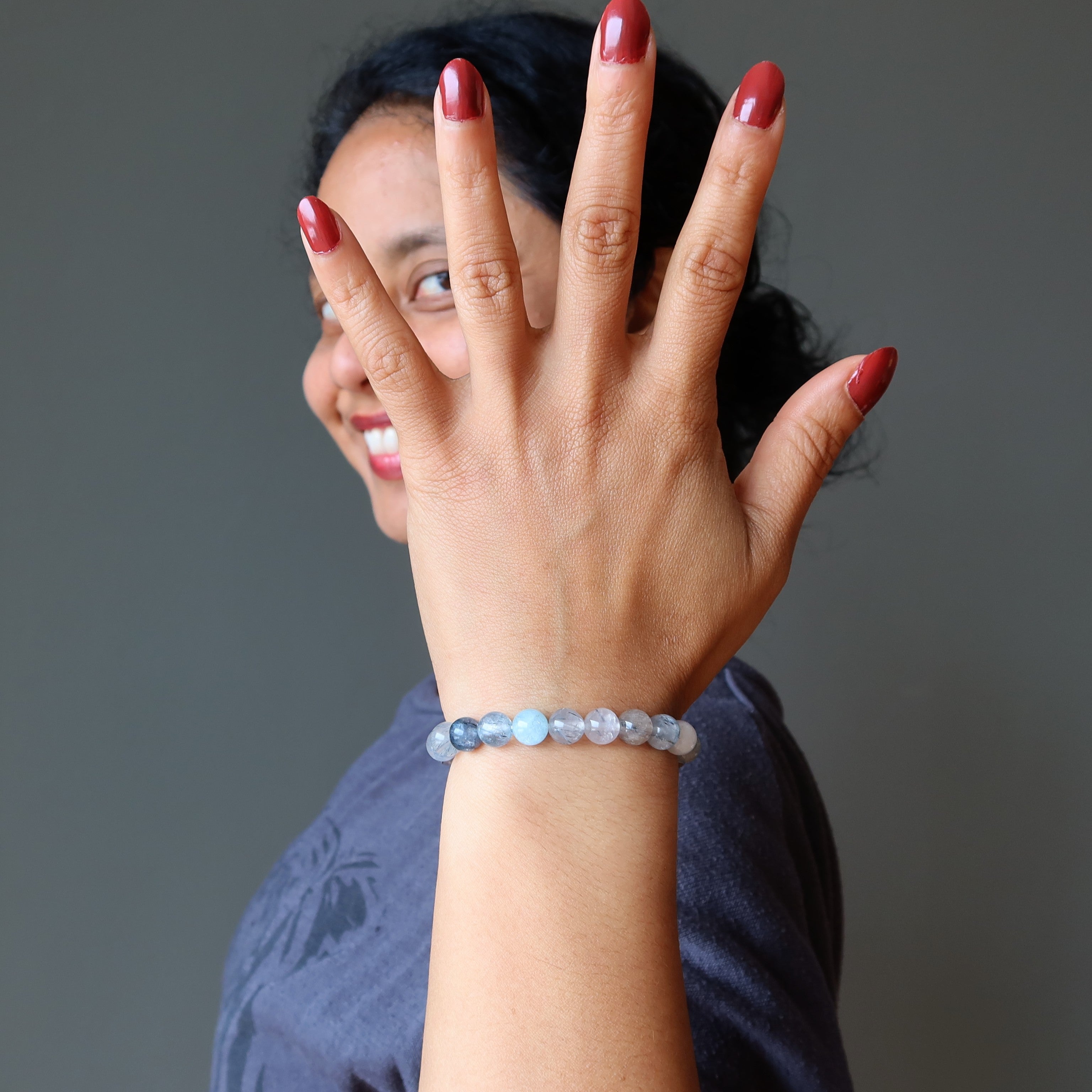 Rutilated Quartz Bracelet Blue Bravery Rare Gems