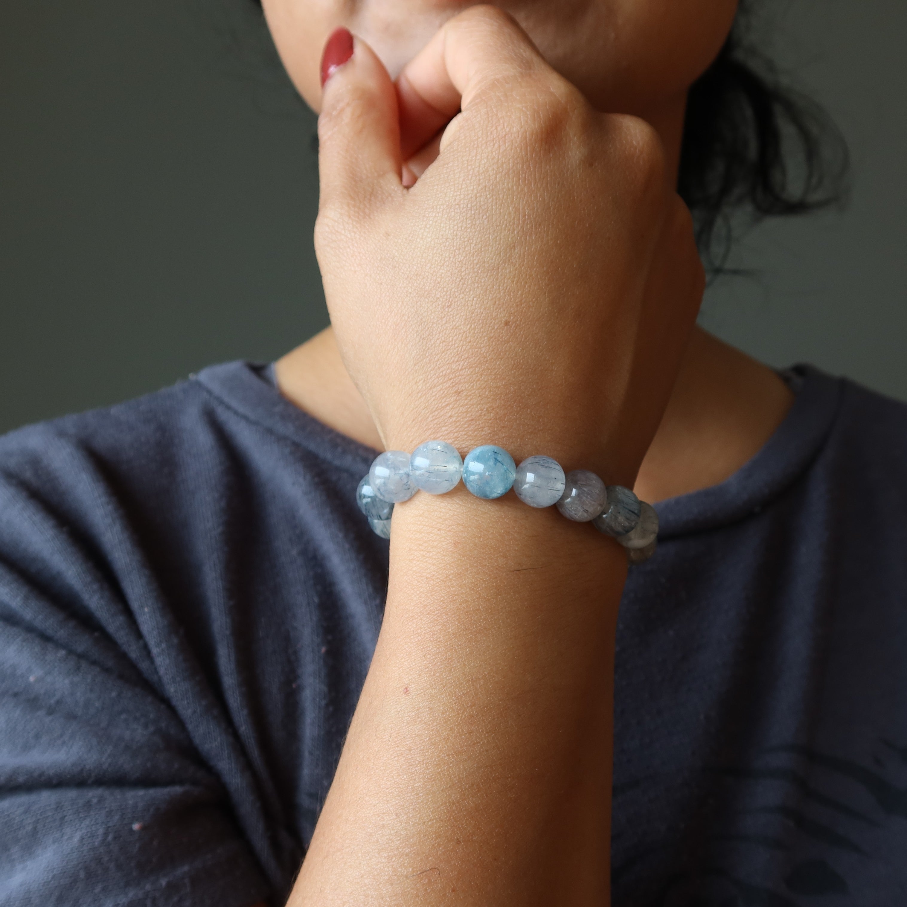 Rutilated Quartz Bracelet Blue Bravery Rare Gems