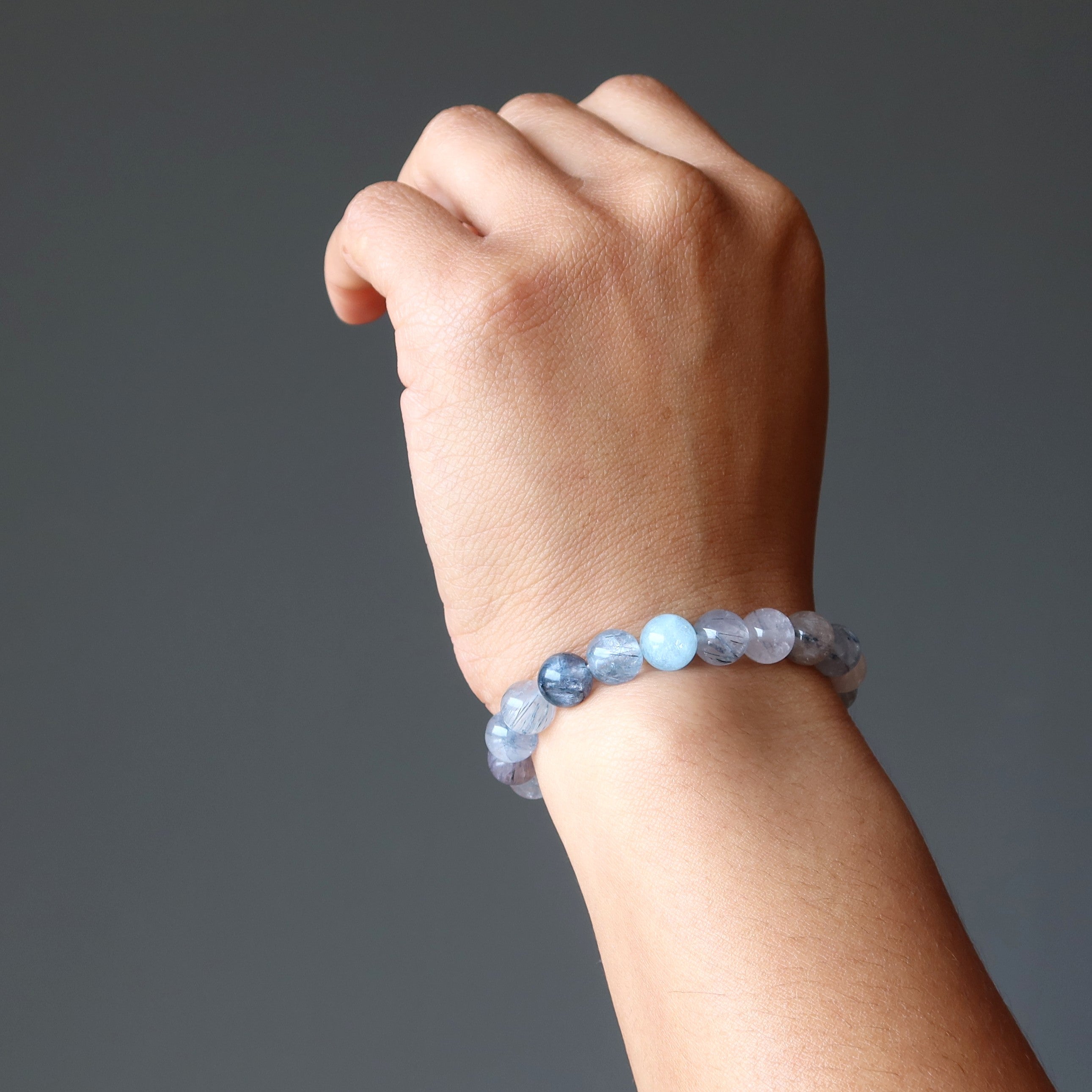 Rutilated Quartz Bracelet Blue Bravery Rare Gems