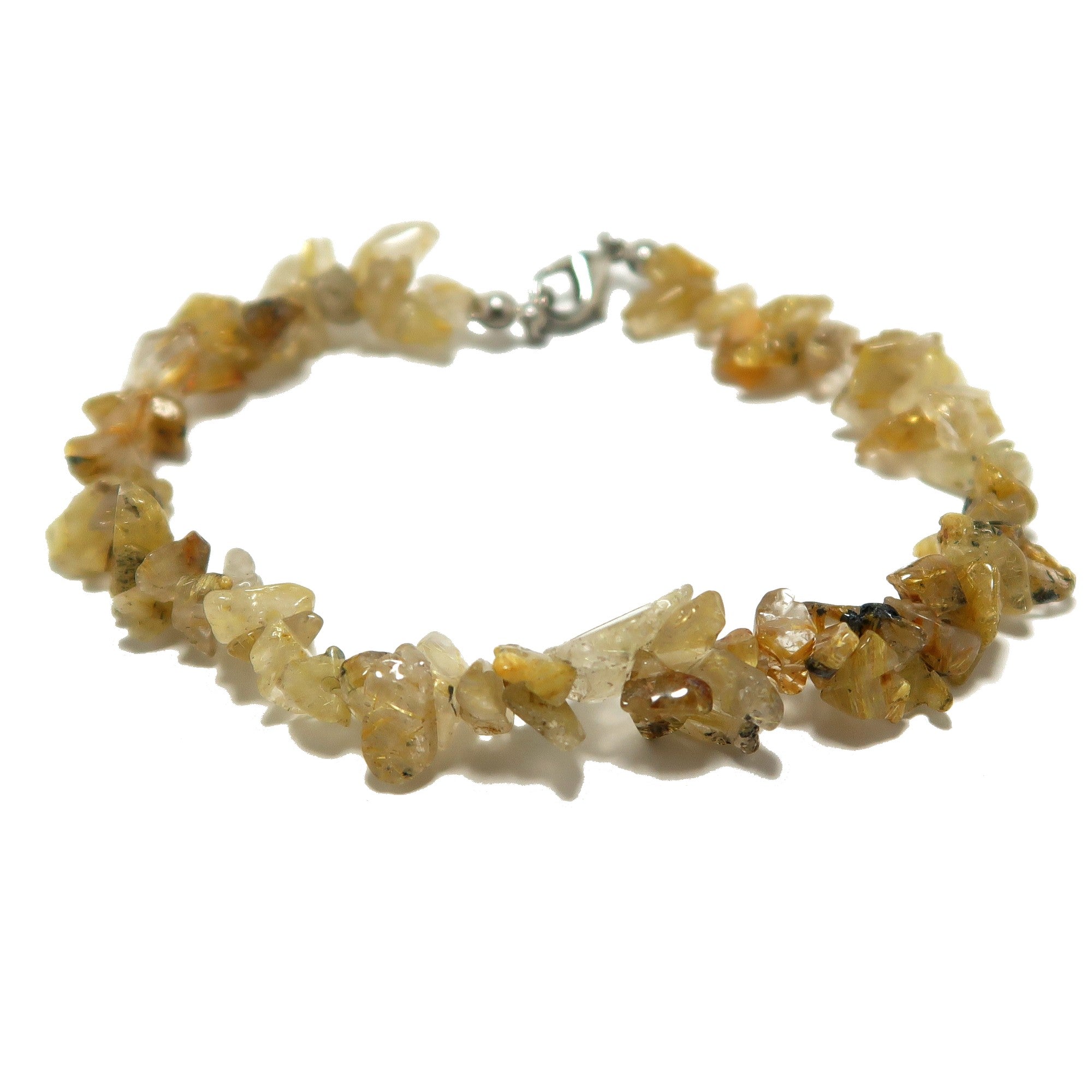 Bracelet en quartz rutile avec fermoir à puces dorées