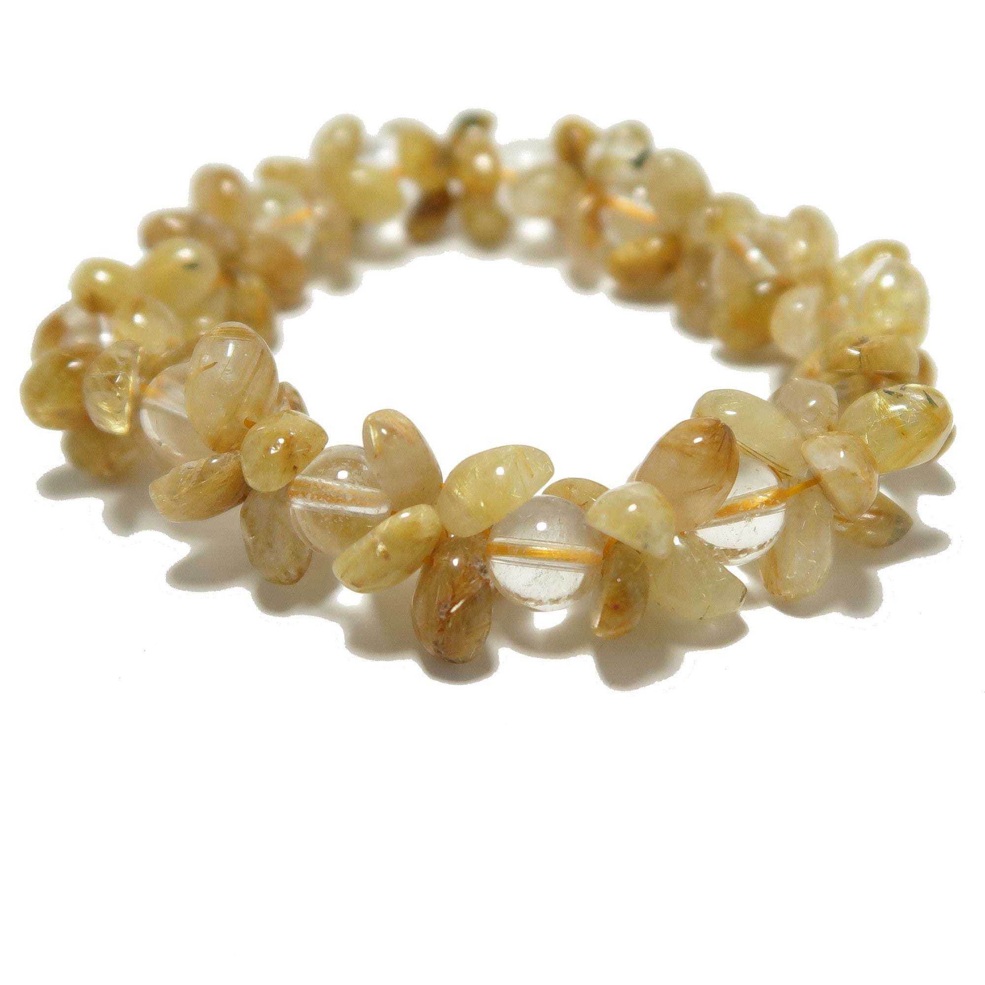 Rutilated Quartz Bracelet Golden Brilliance Flower and Orbs