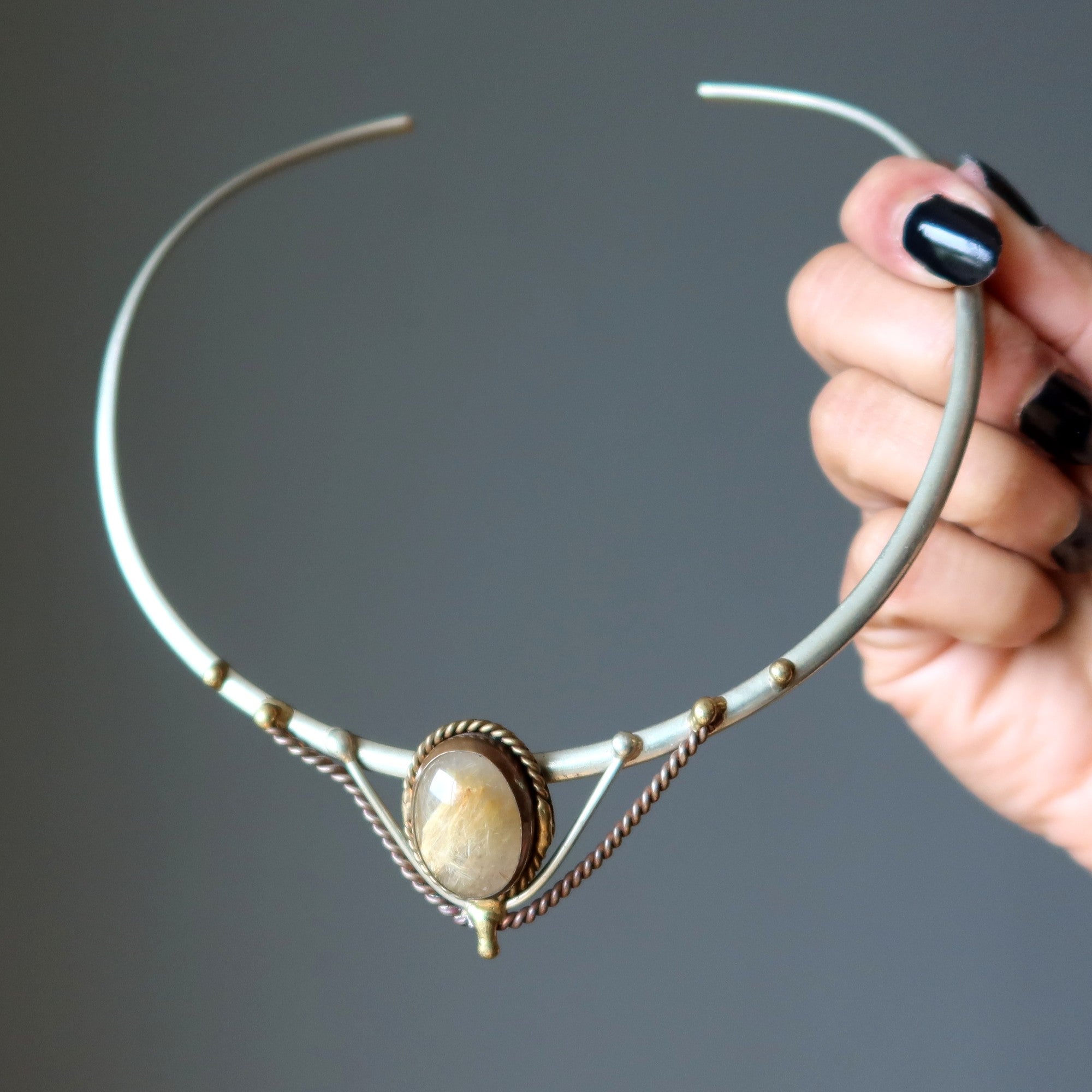 Rutilated Quartz Necklace Golden Empress Choker
