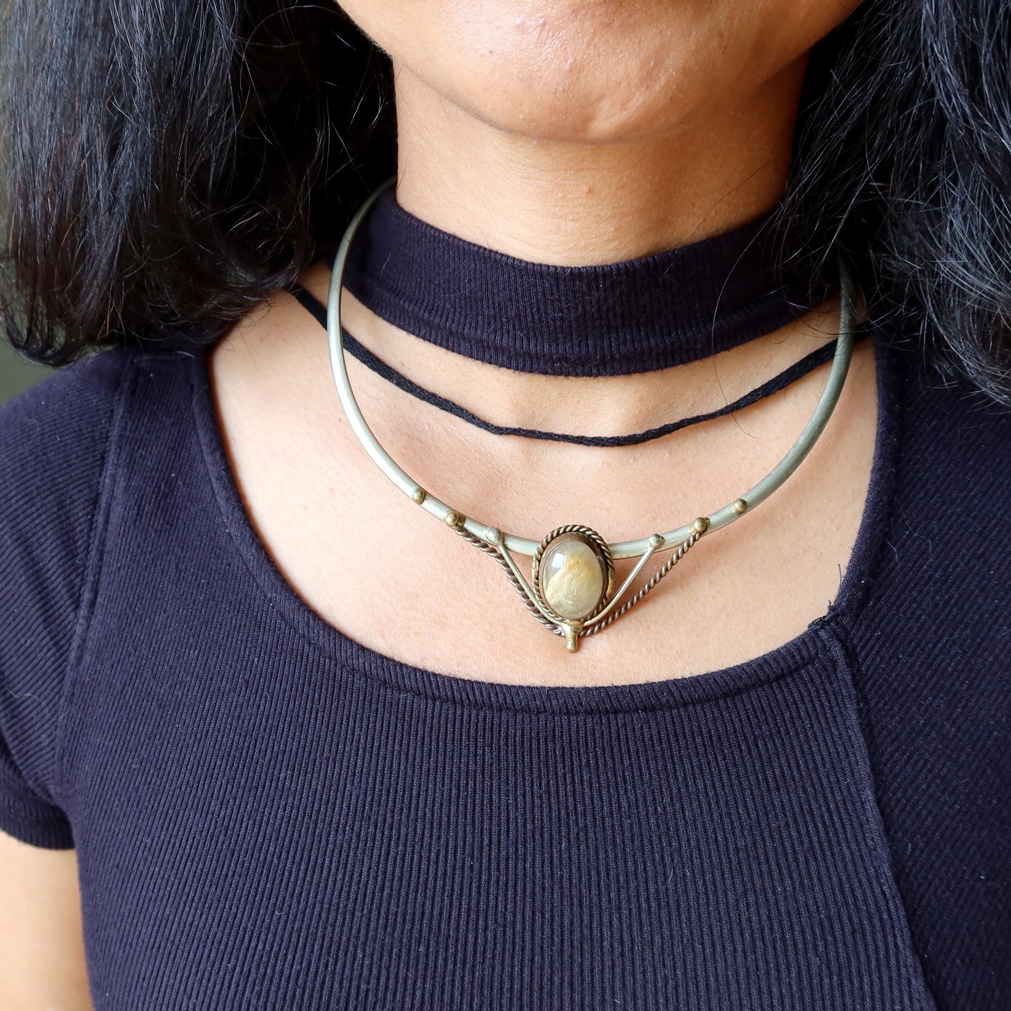 Rutilated Quartz Necklace Golden Empress Choker