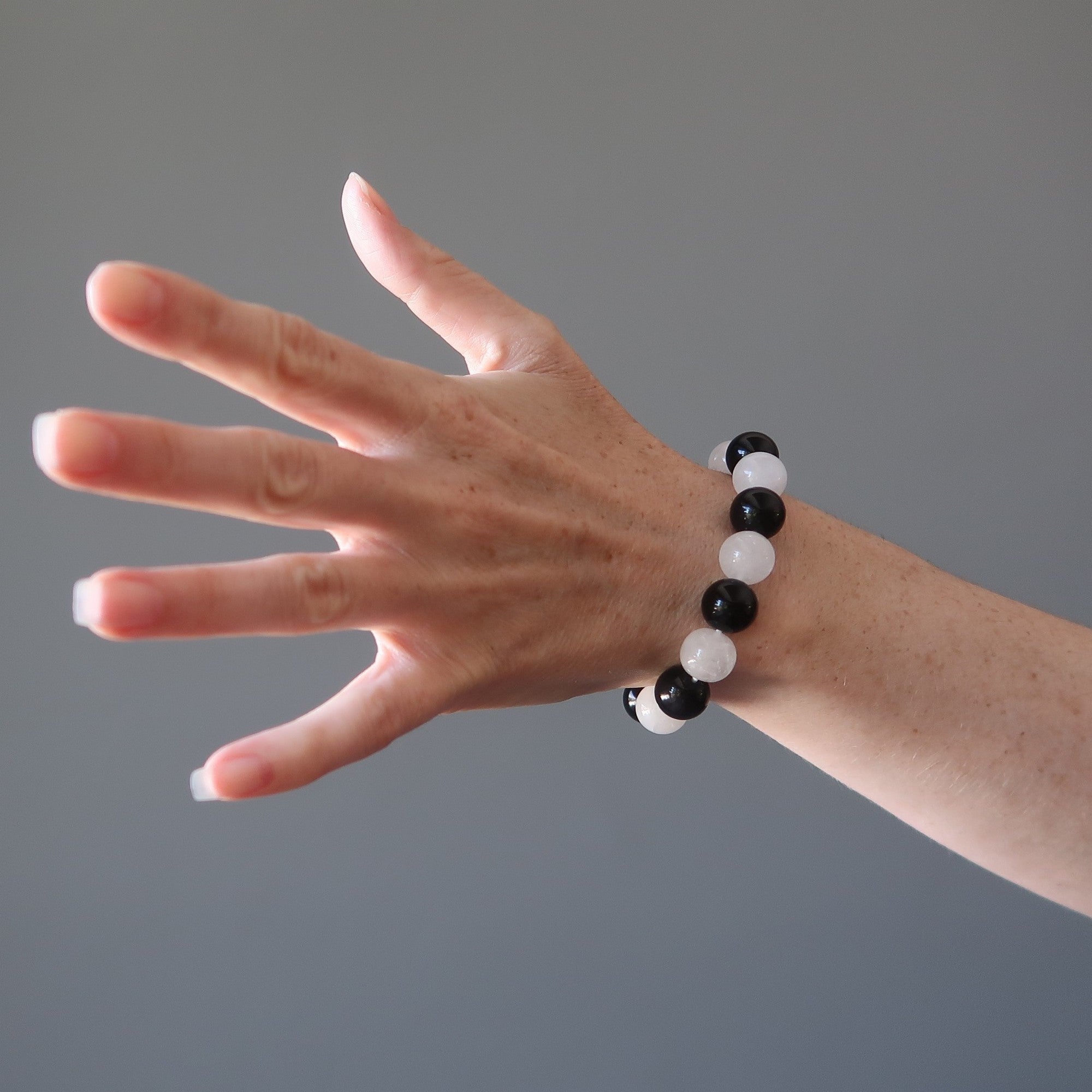 Black Obsidian Bracelet & Snow Quartz Yin Yang Protection