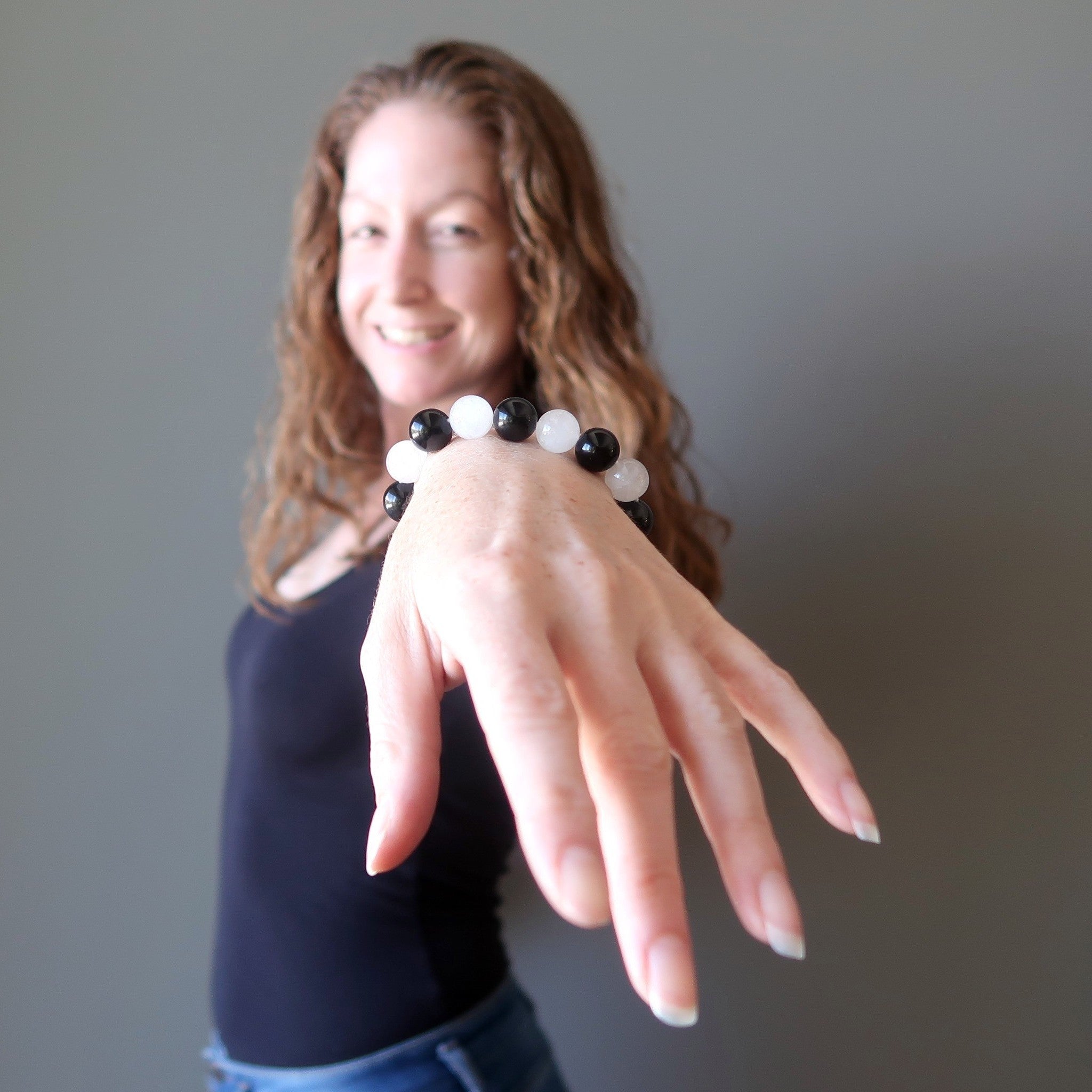 Black Obsidian Bracelet & Snow Quartz Yin Yang Protection