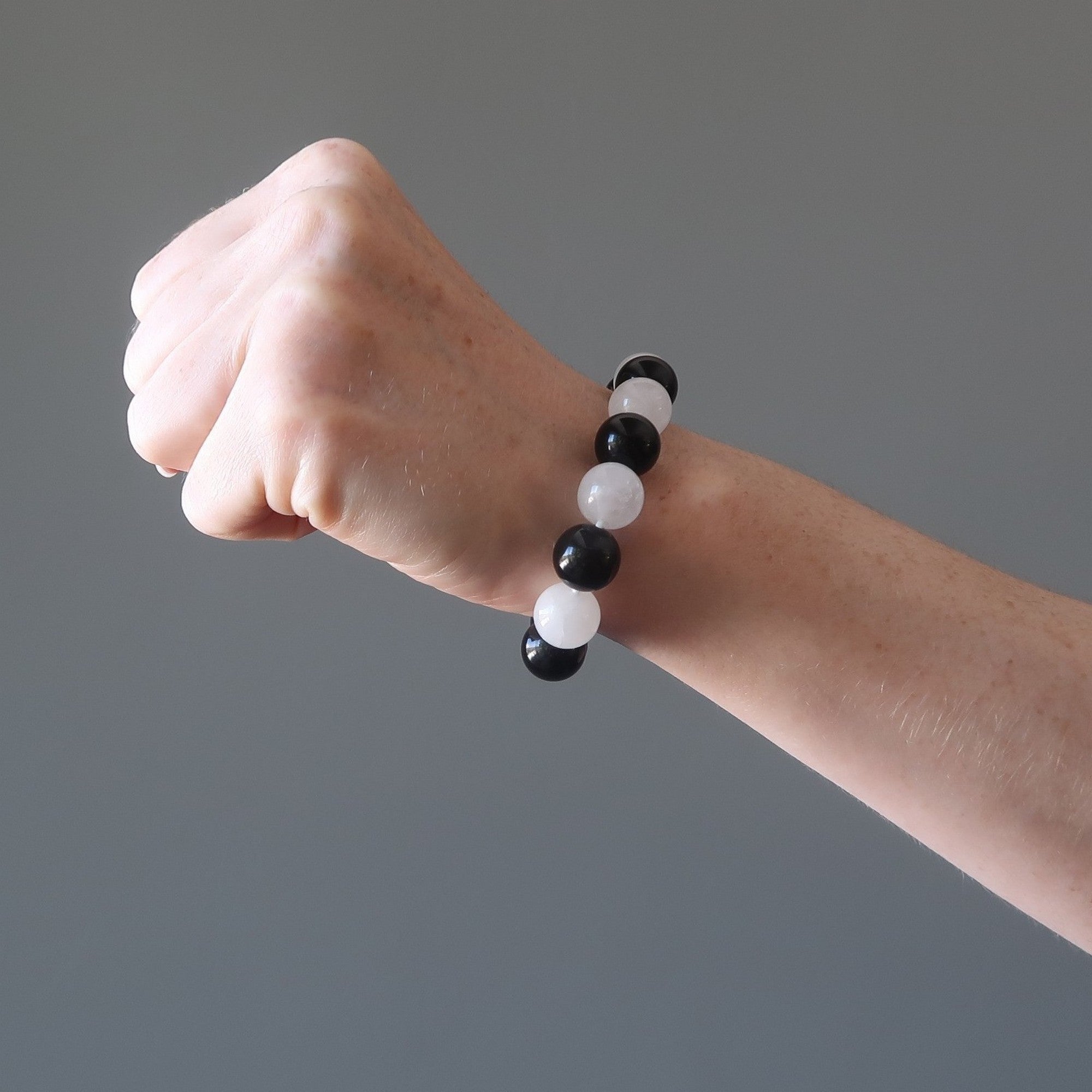 Black Obsidian Bracelet & Snow Quartz Yin Yang Protection