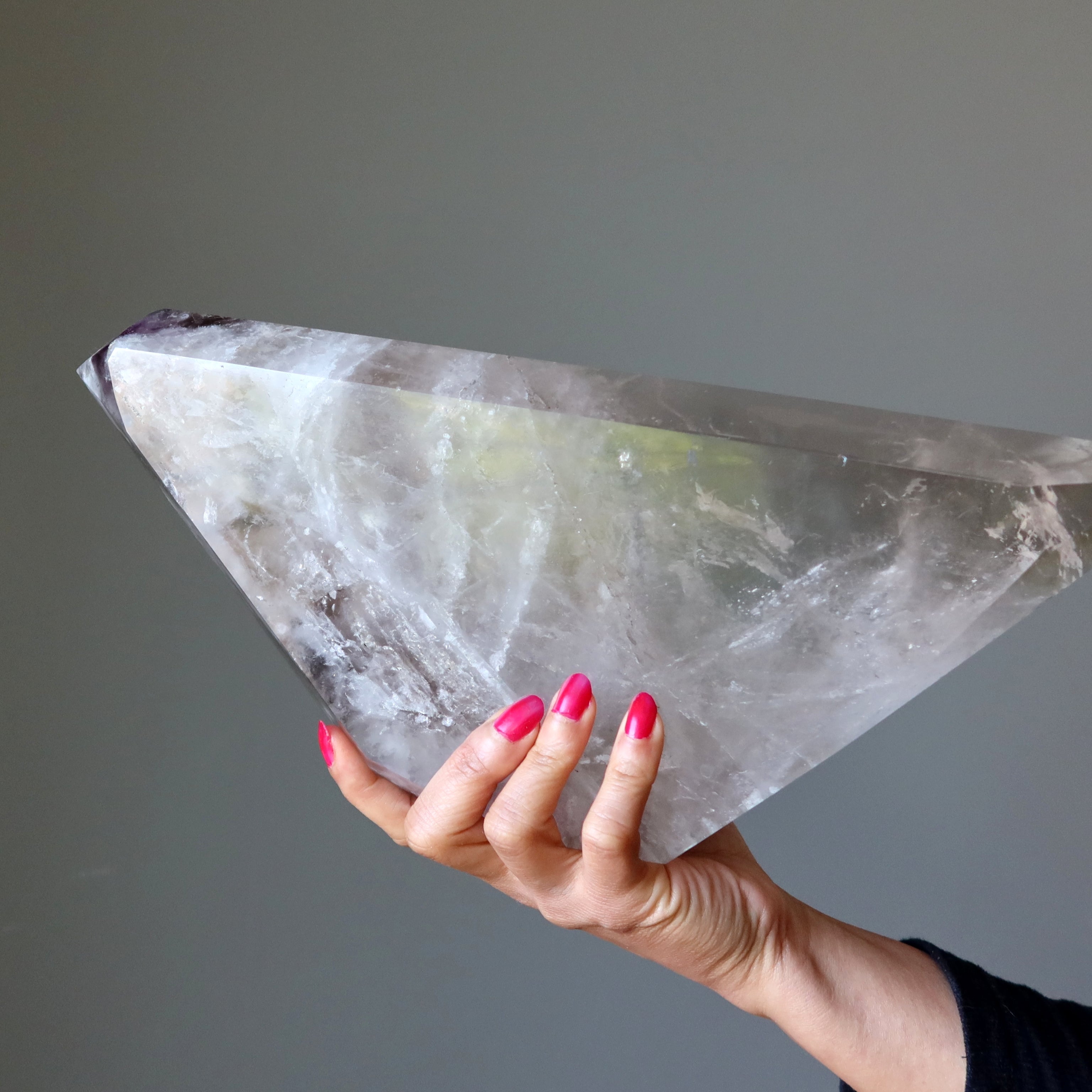 Quartz Showpiece Amethyst Smoky Crystal Trifecta 13.5 Inch
