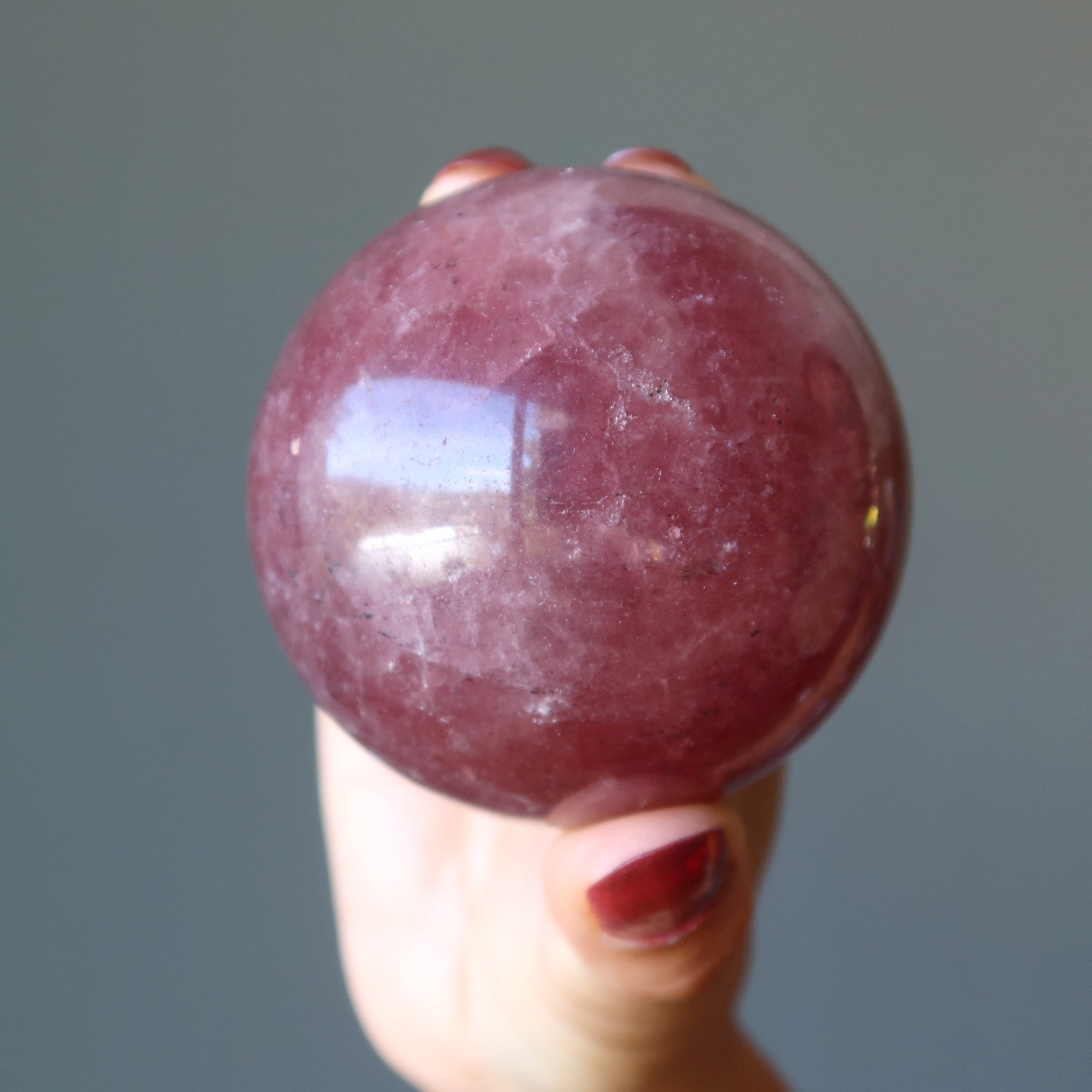 Rosa Feuerquarz Kugel Erdbeer Freude Kristallkugel