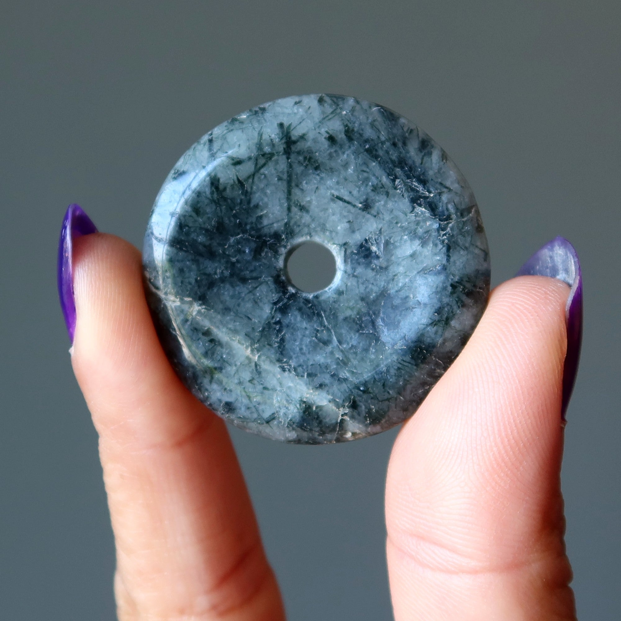 Quartz Tourmaline Gemstone Donut Amulet