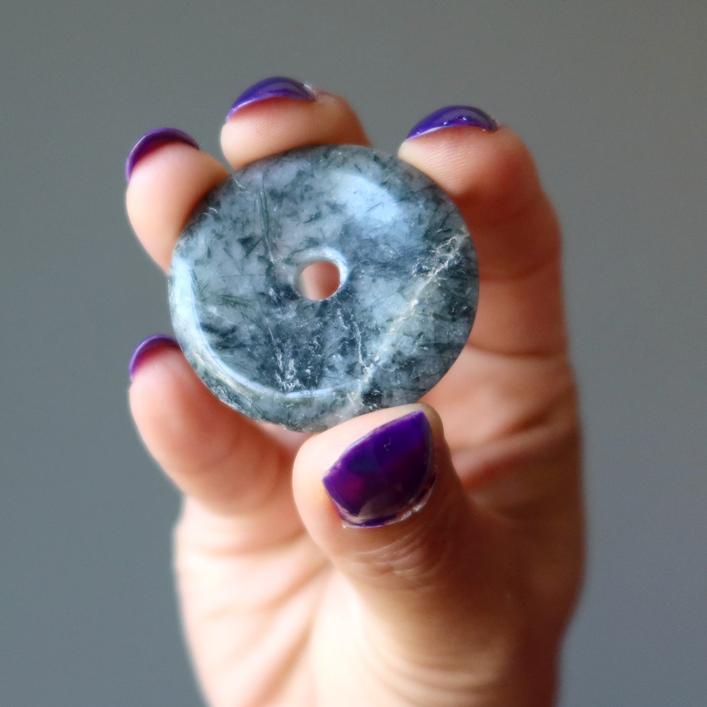 Quartz Tourmaline Gemstone Donut Amulet