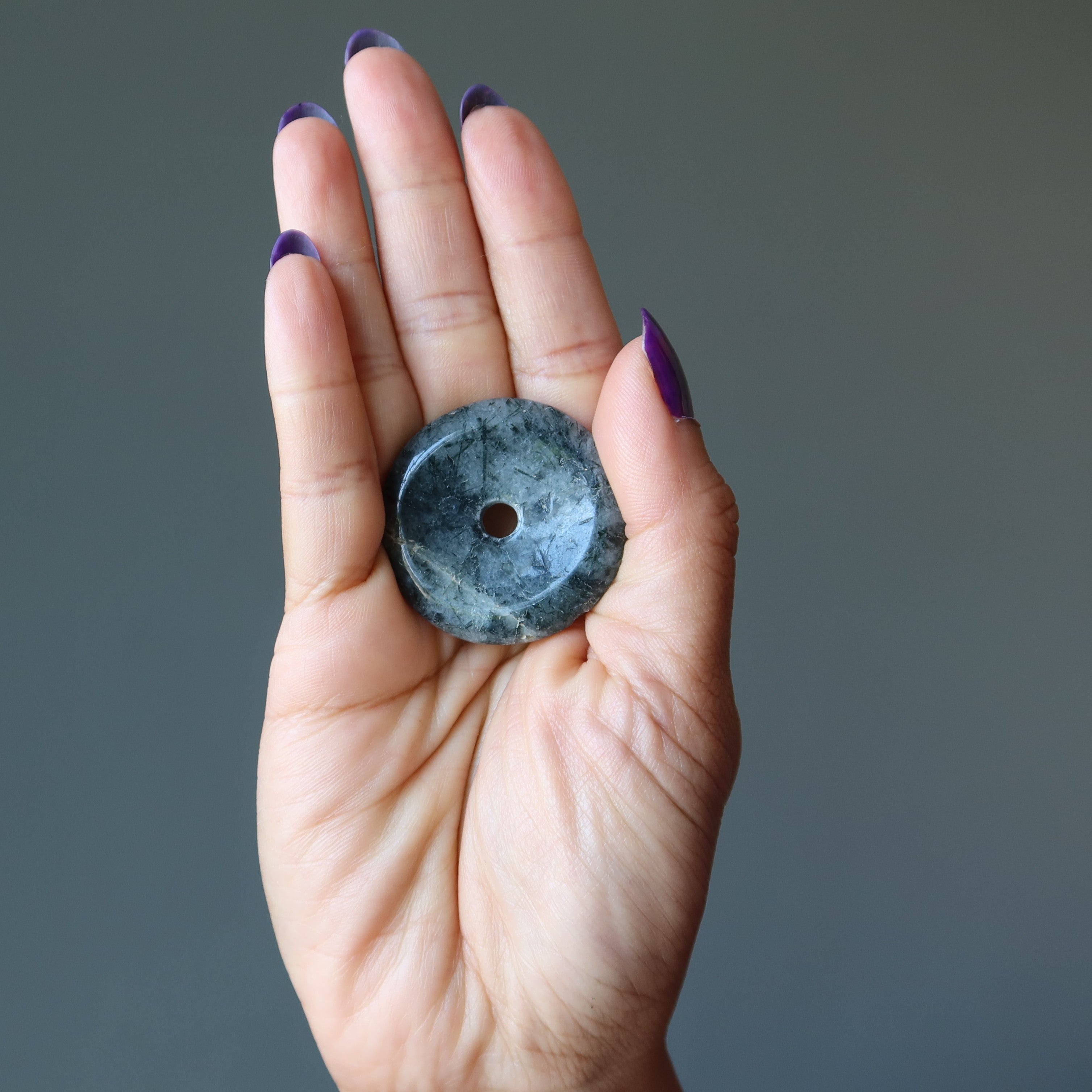 Quartz Tourmaline Gemstone Donut Amulet