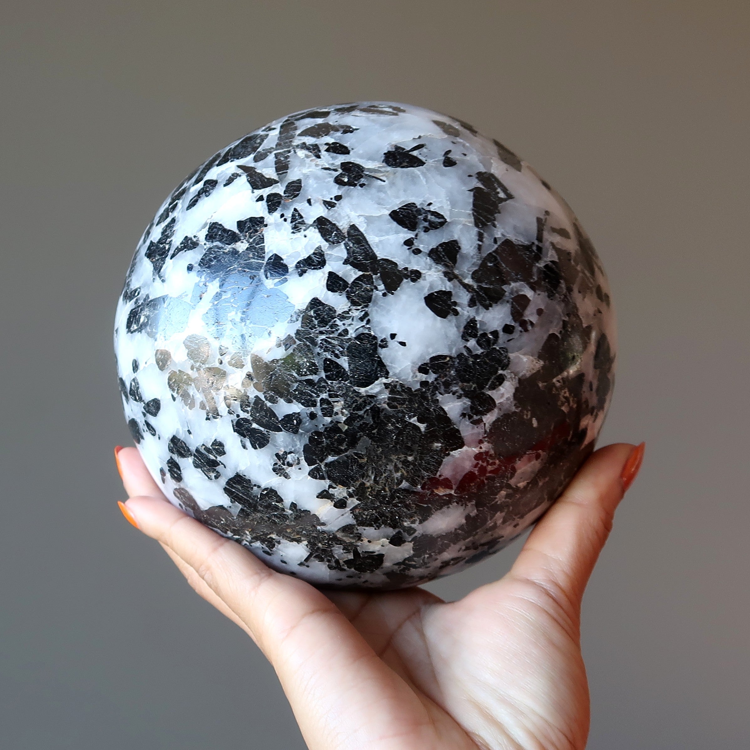 Quartz Tourmaline Sphere Black White Protection Crystal Ball