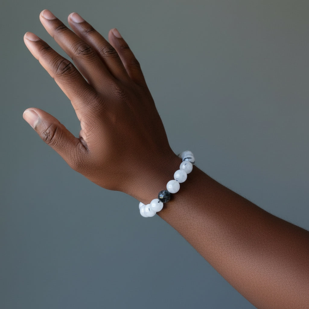 Quarz-Turmalin-Armband Yin Yang Universum