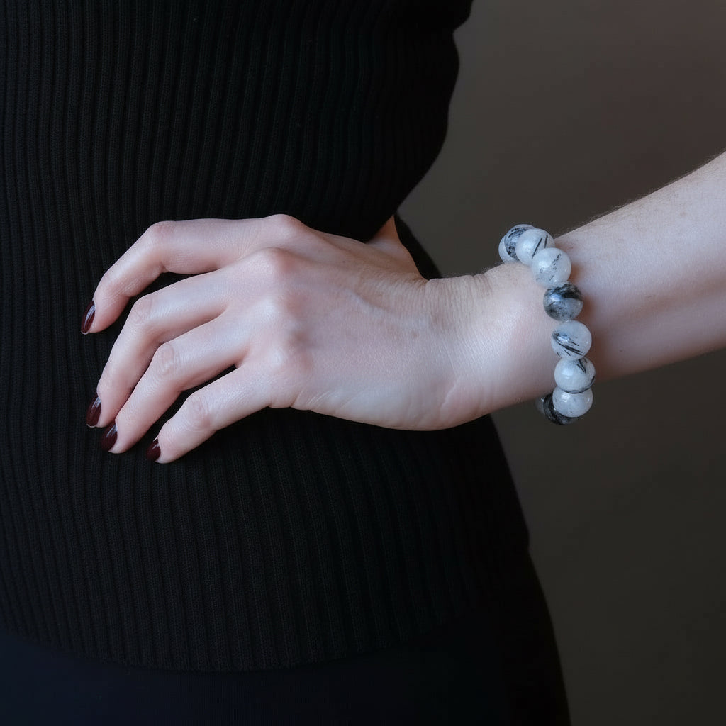 Quarz-Turmalin-Armband Yin Yang Universum